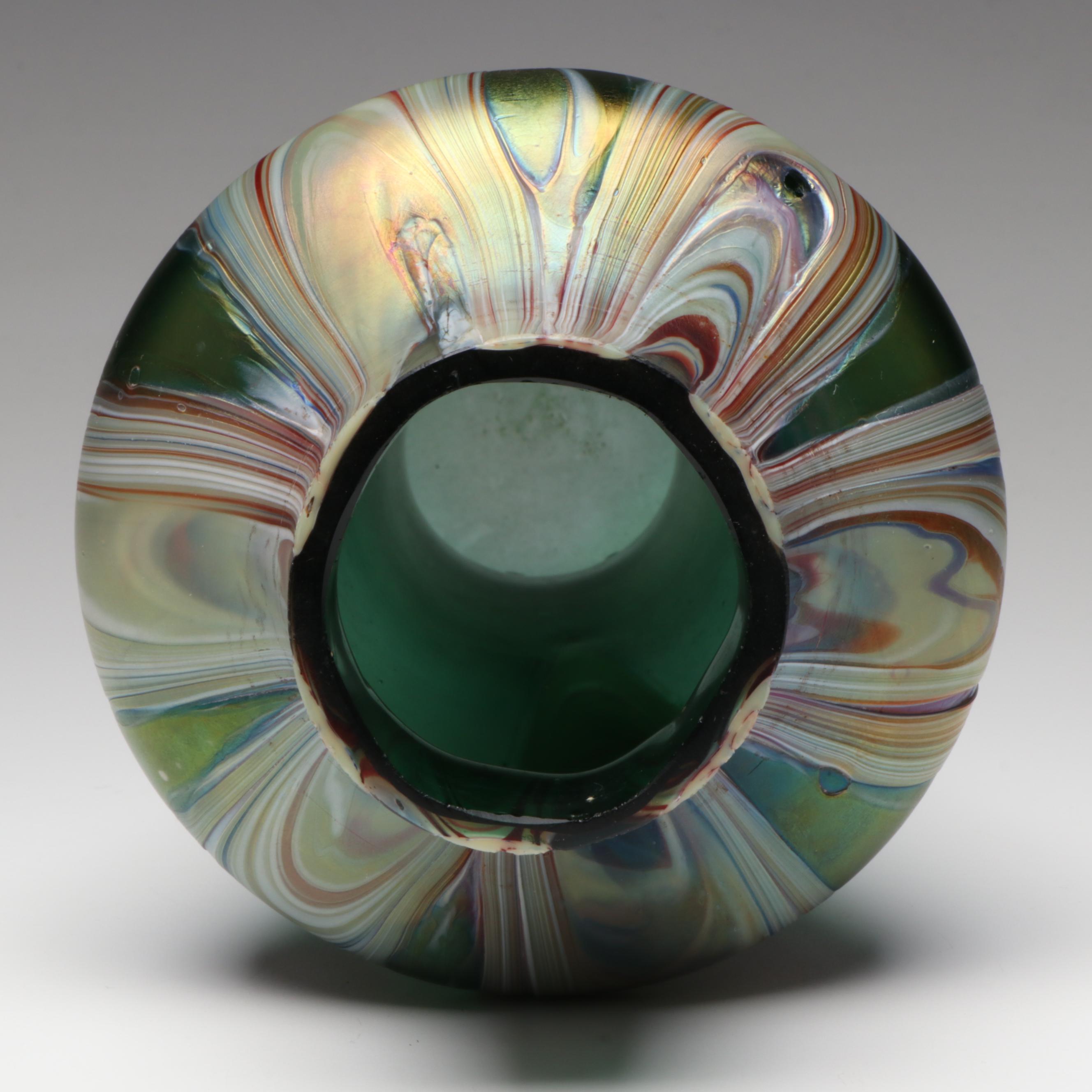 Rindskopf "Pulled Feather" and Kralik "Claw" Iridescent Art Glass Vases