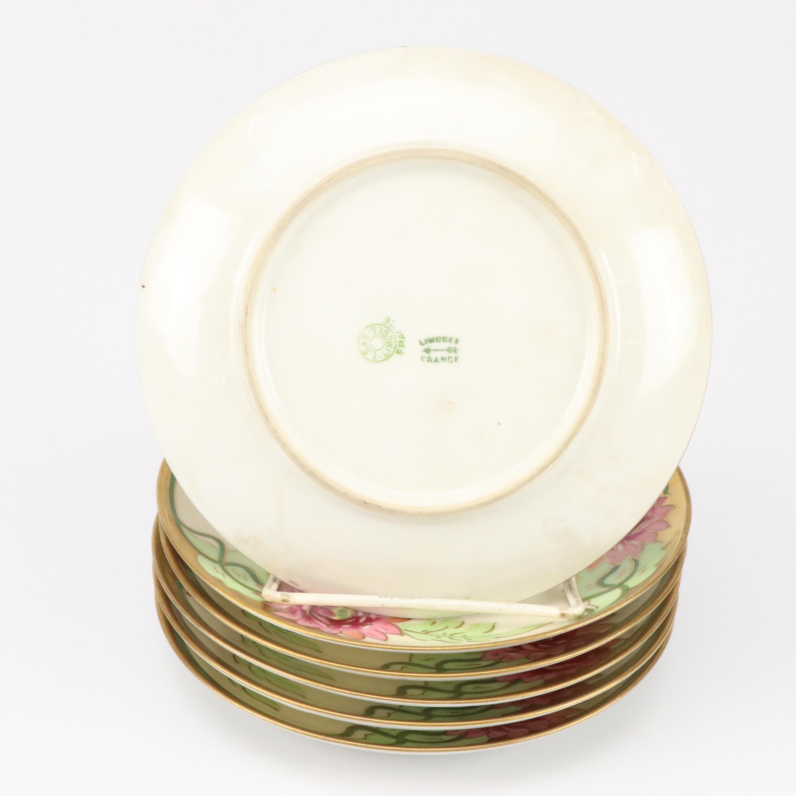 Lazarus Straus & Sons Art Nouveau Hand-Painted Limoges Porcelain Plates
