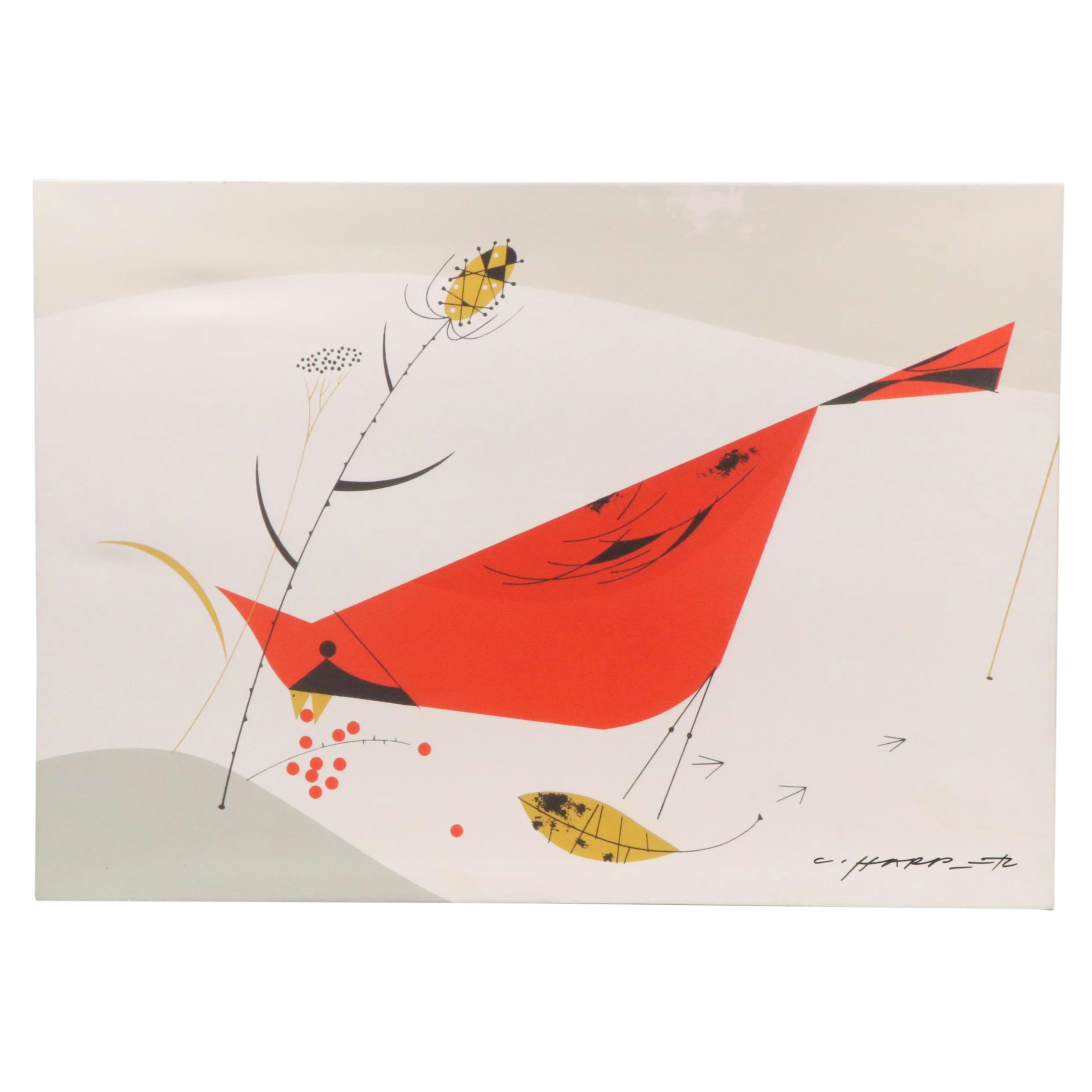 Giclée after Charley Harper "Cardinal Cuisine"