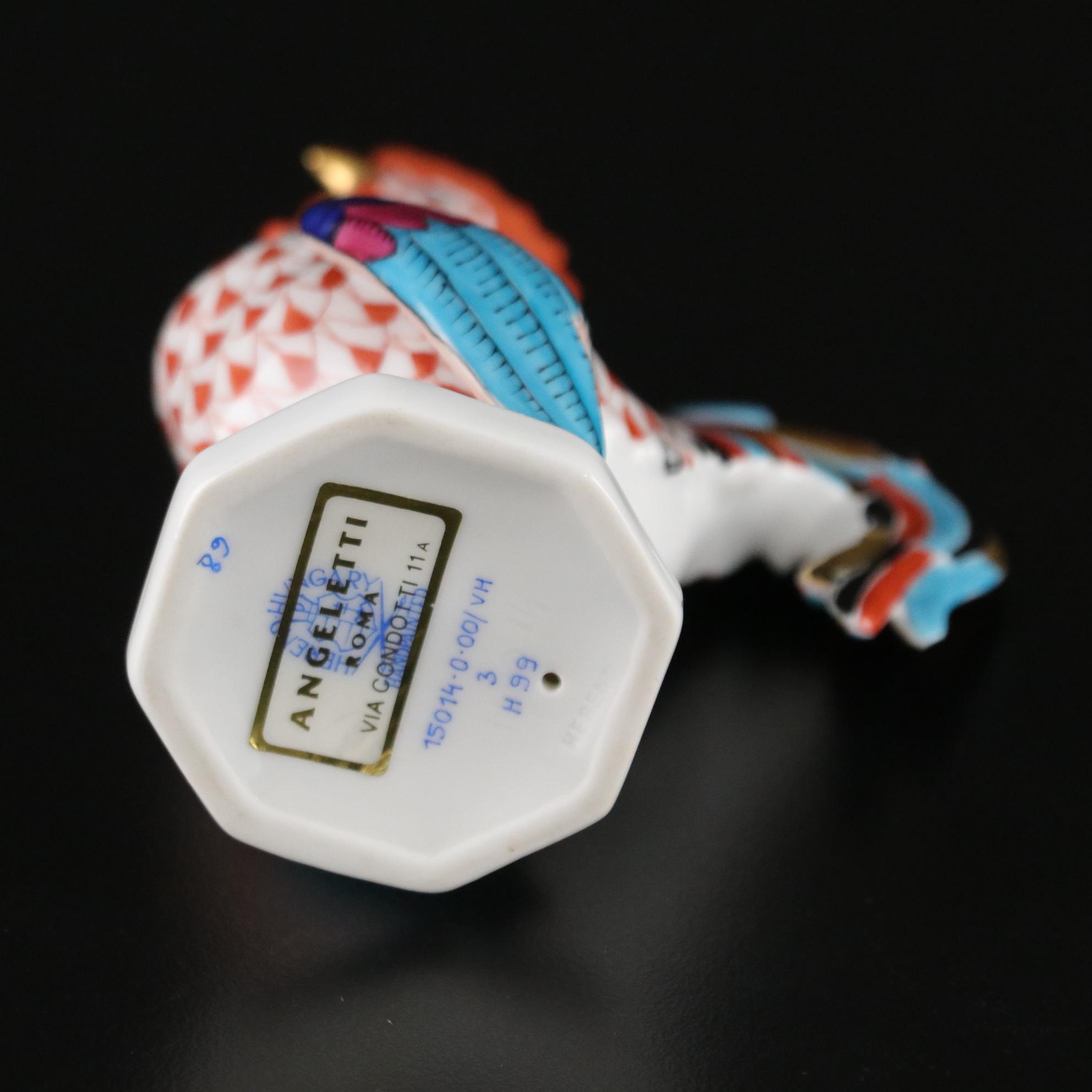 Herend Rust Fishnet with Gold "Rooster" Porcelain Figurine, 1999