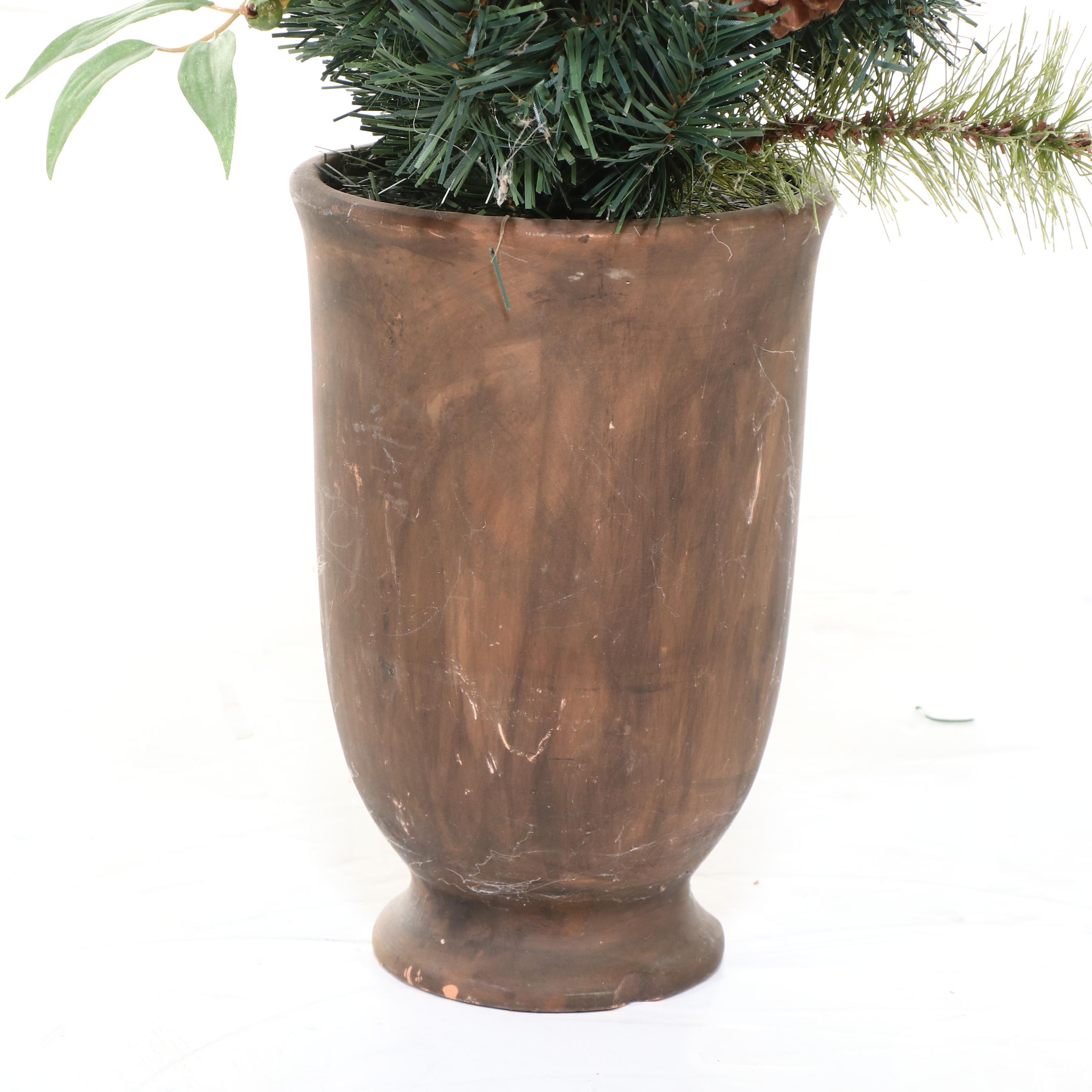 Artificial Narrow Pine Tree in Terracotta Pot