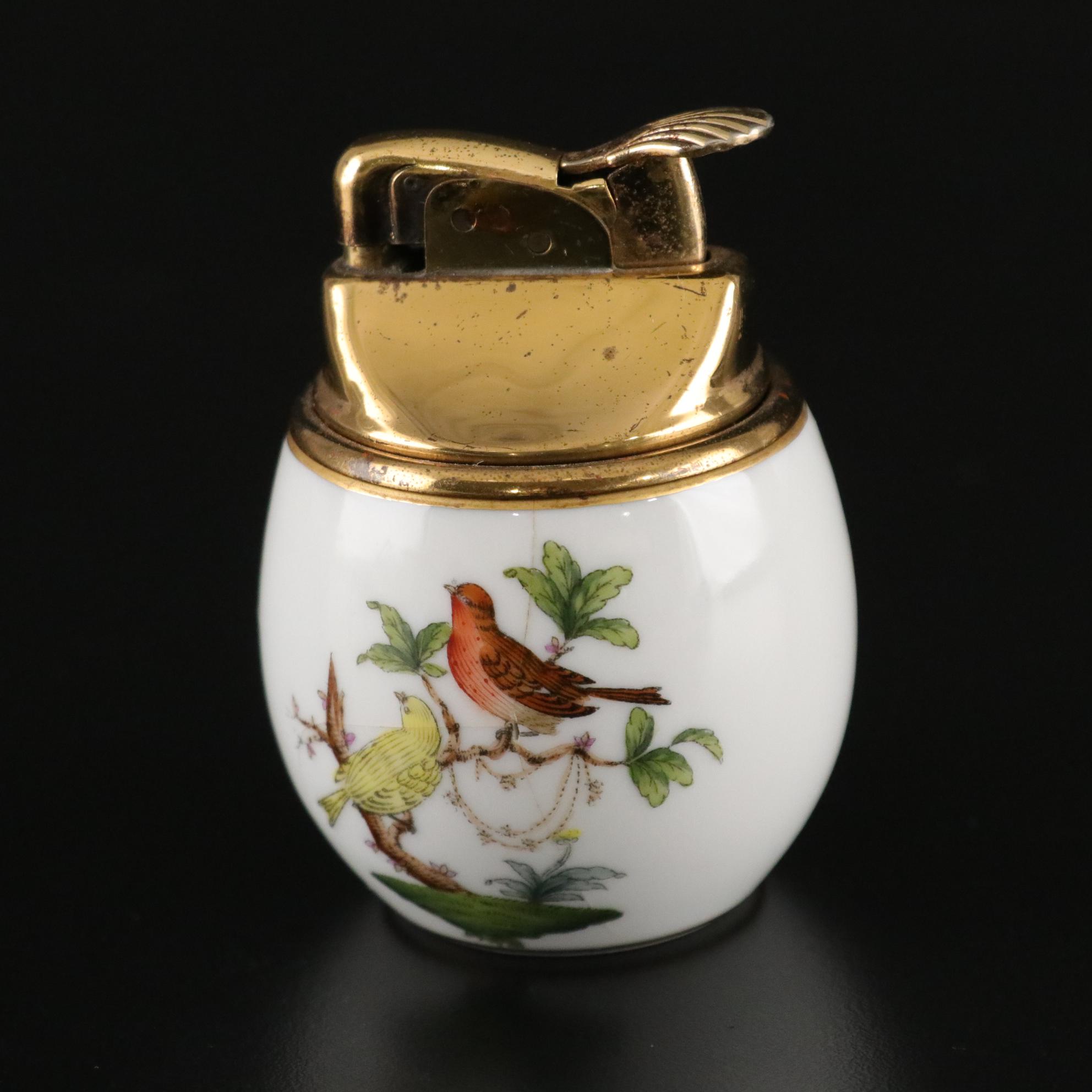 Herend "Rothschild Bird" Cigarette Lighter and Dresser Tray