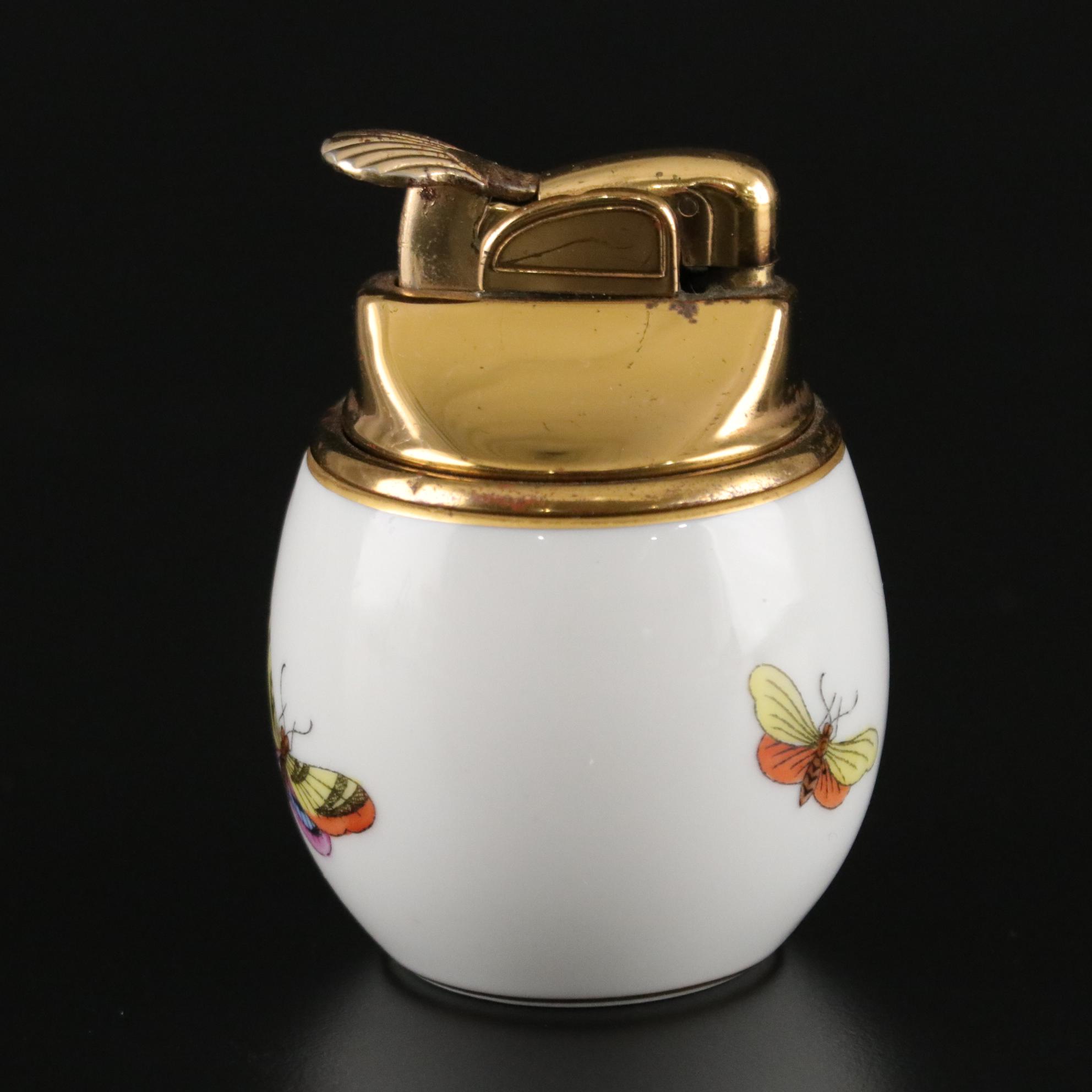 Herend "Rothschild Bird" Cigarette Lighter and Dresser Tray