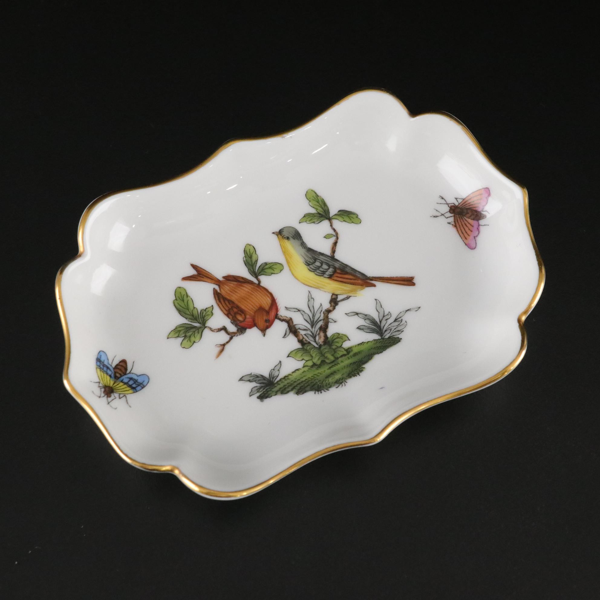 Herend "Rothschild Bird" Cigarette Lighter and Dresser Tray