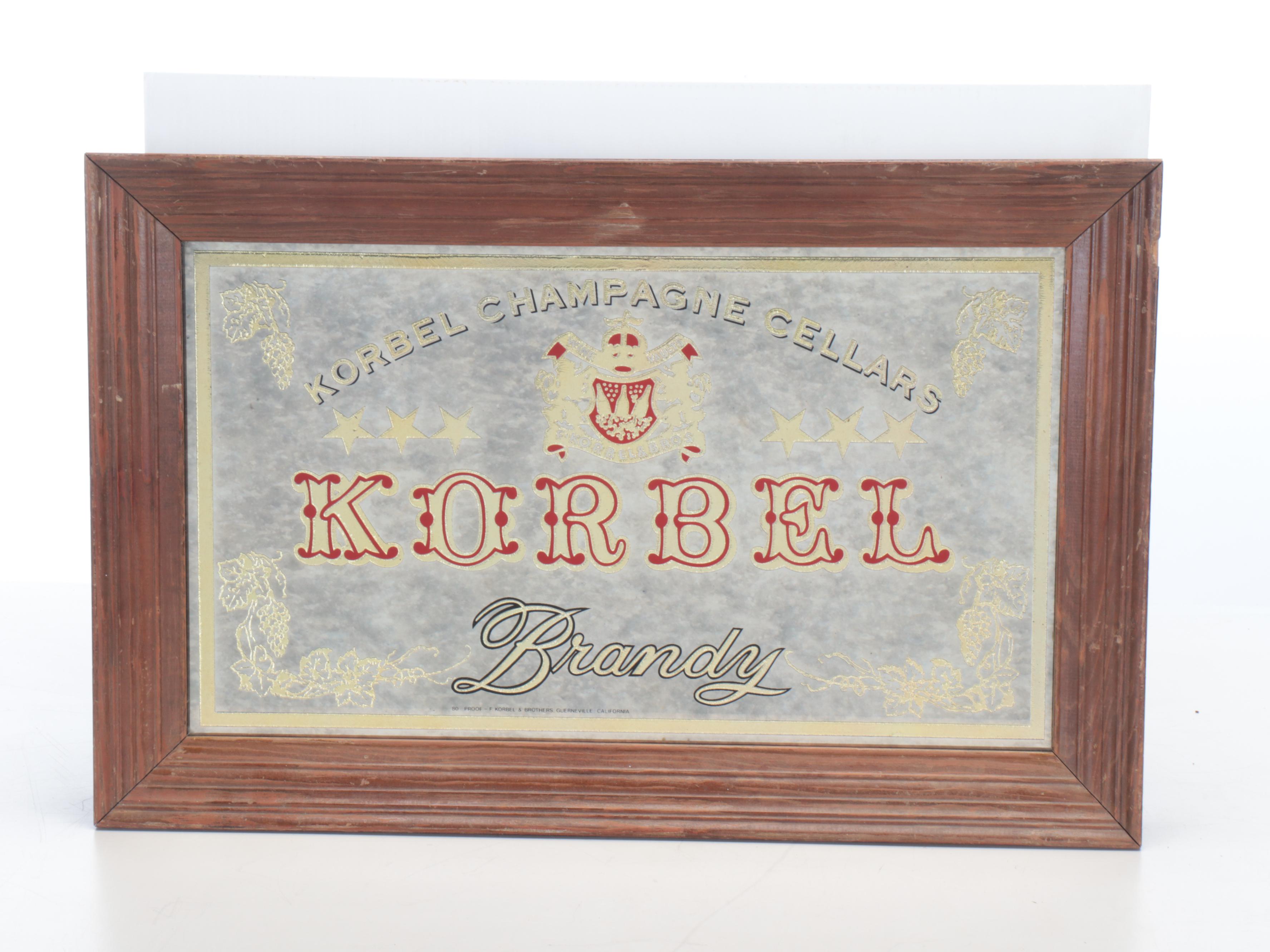 Korbel Brandy and Baileys Liqueur Mirrored Advertising Signs, Late 20th Century