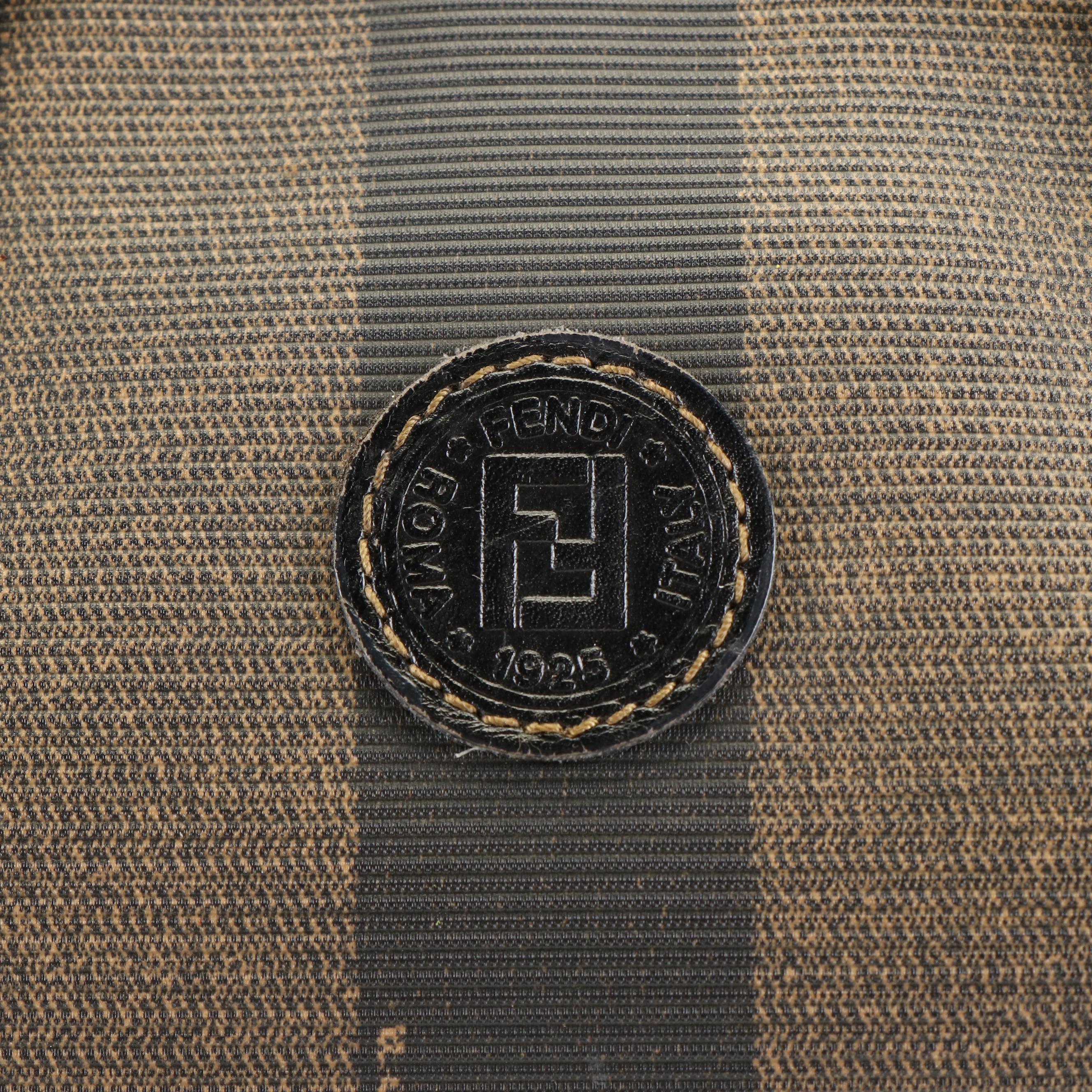 Fendi Pequin Mini Boston Bag in Coated Canvas