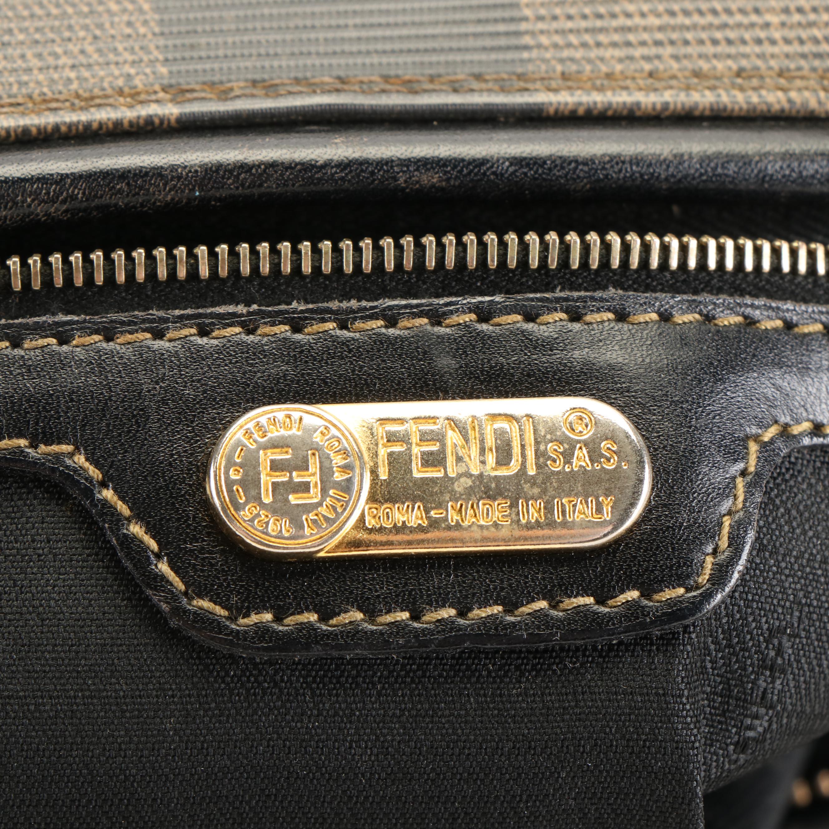 Fendi Pequin Mini Boston Bag in Coated Canvas