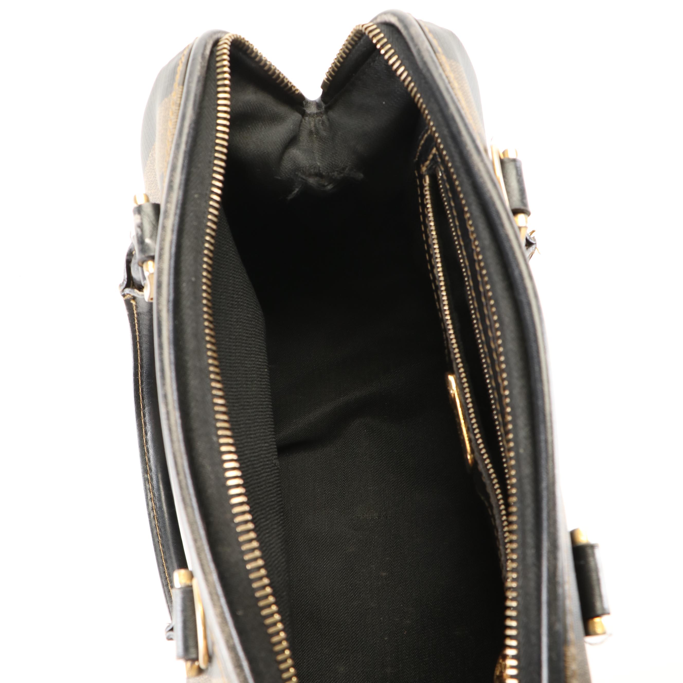 Fendi Pequin Mini Boston Bag in Coated Canvas