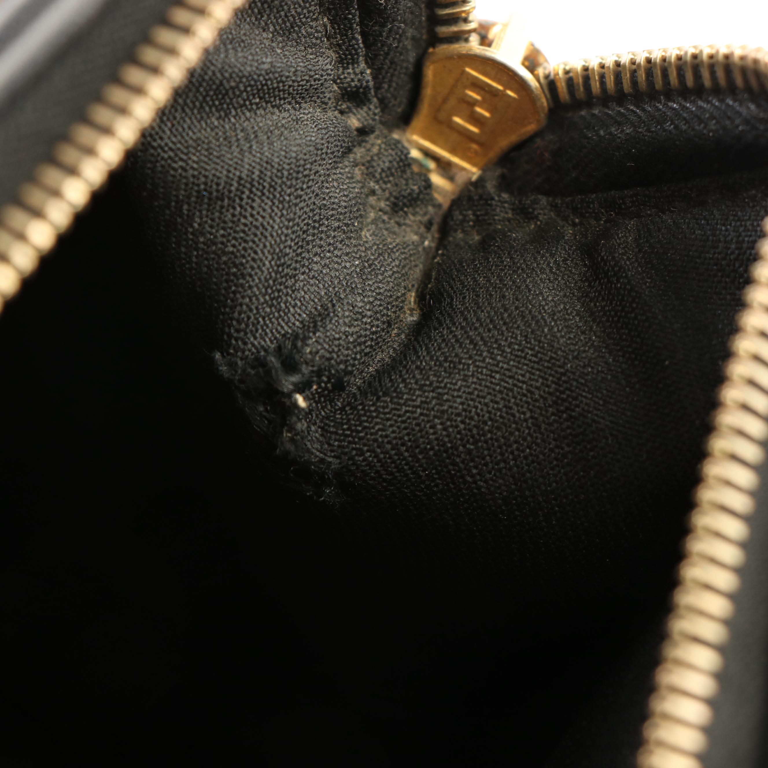 Fendi Pequin Mini Boston Bag in Coated Canvas