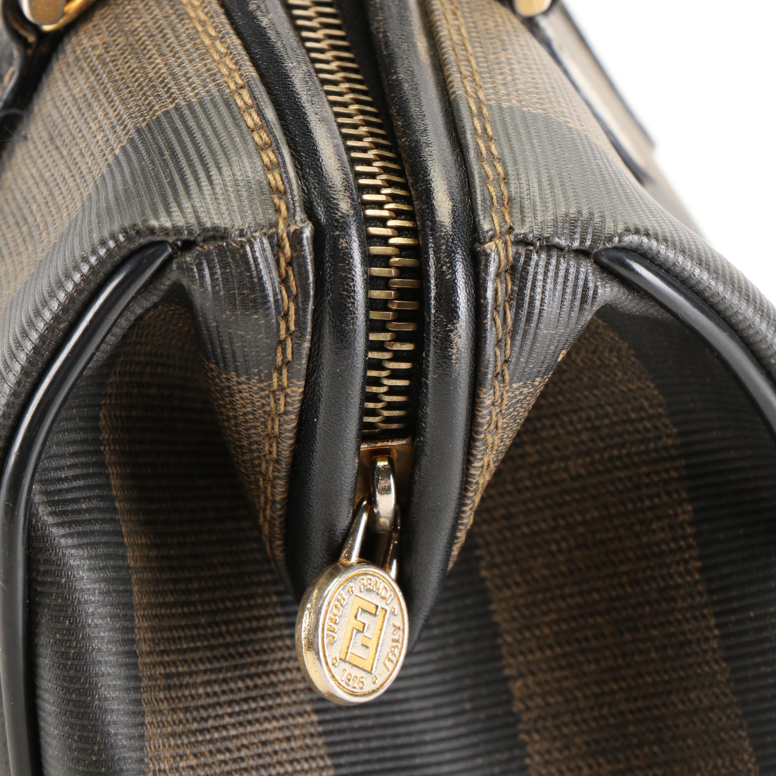 Fendi Pequin Mini Boston Bag in Coated Canvas