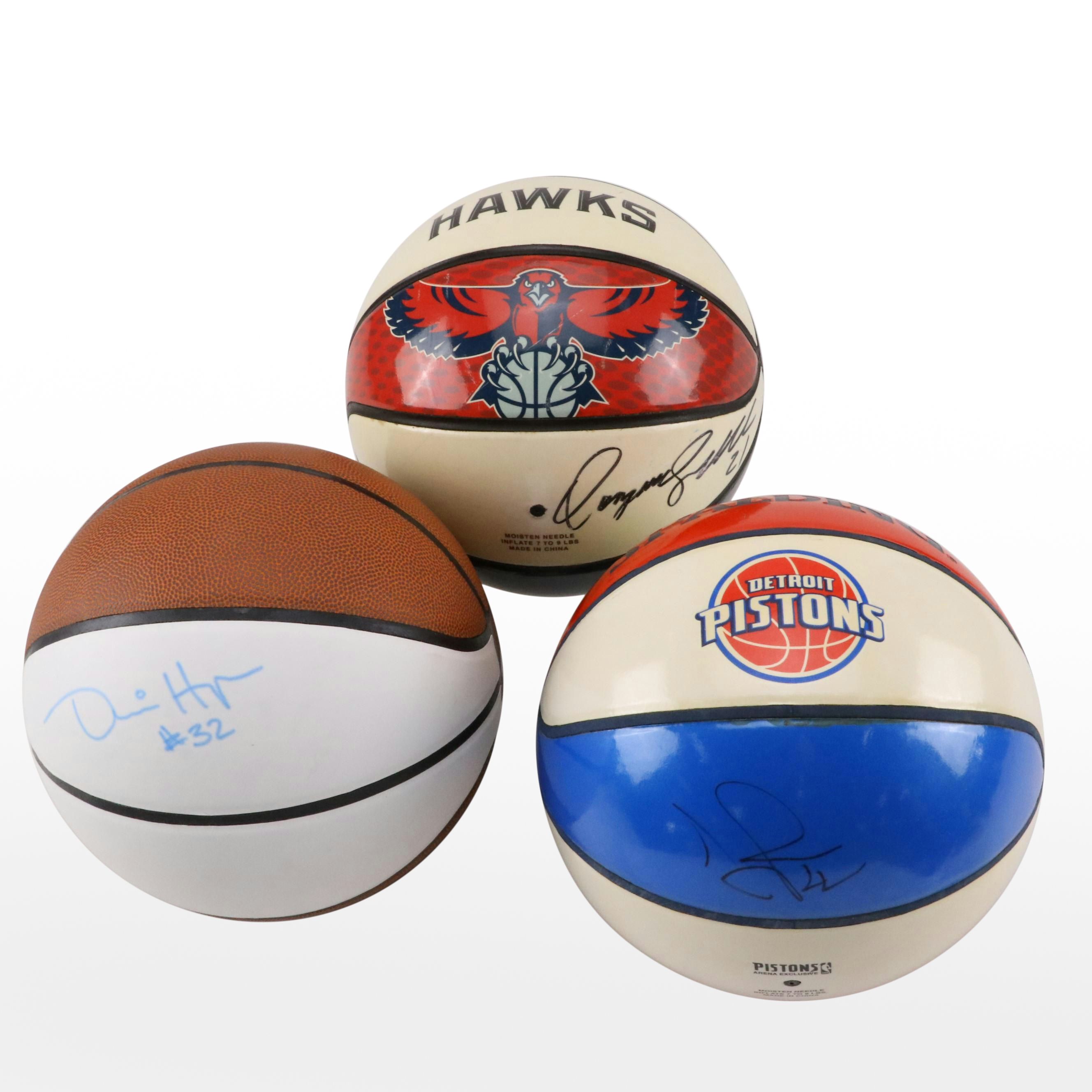 Tayshaun Prince, Dominique Wilkins, and Dennis Hopson Signed Basketballs