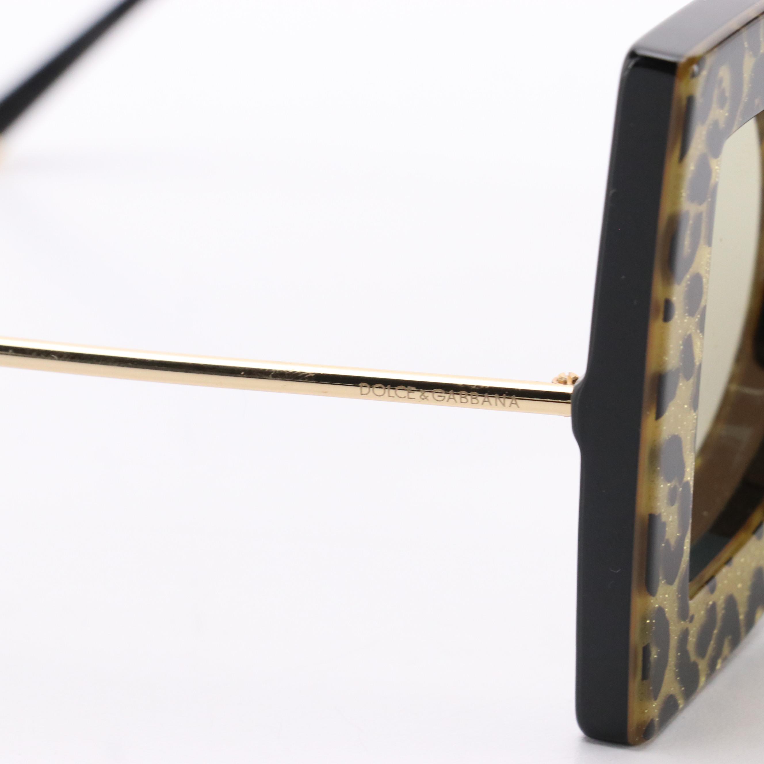 Dolce & Gabbana DG4365 'DG' Leo Gold Glitter Leopard Print Sunglasses