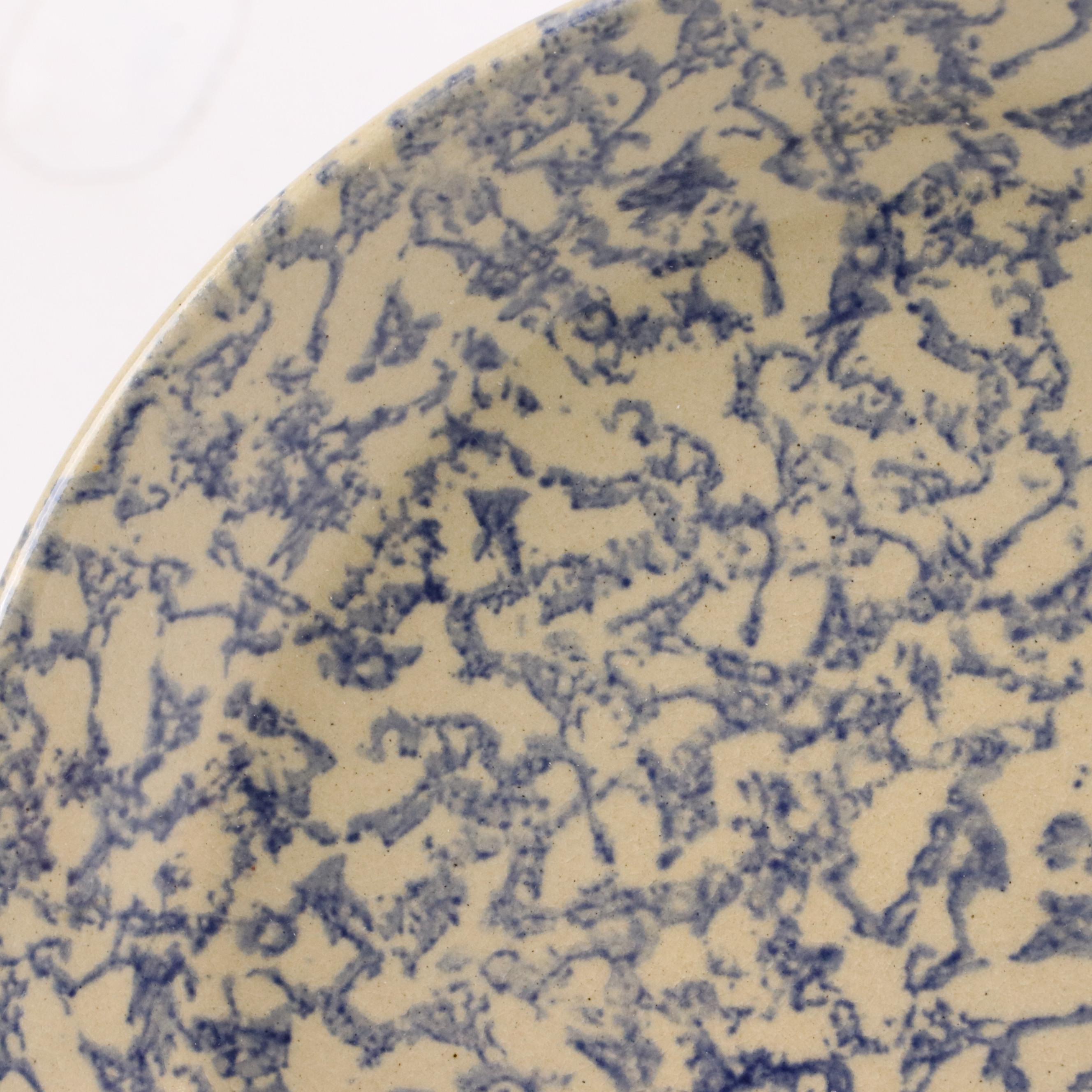 Robinson-Ransbottom "Spongeware Blue" Ceramic Dinner Plate with More Décor