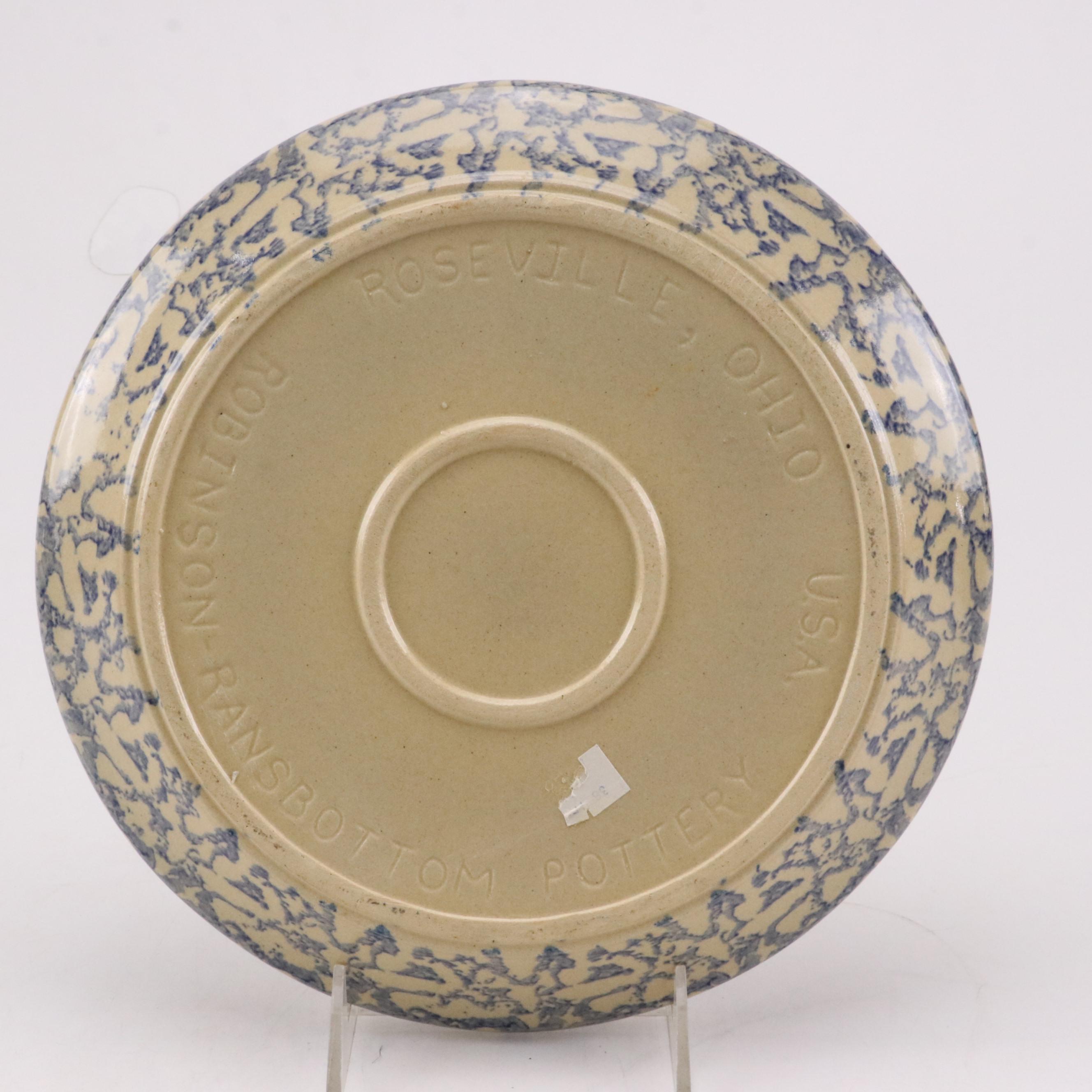 Robinson-Ransbottom "Spongeware Blue" Ceramic Dinner Plate with More Décor