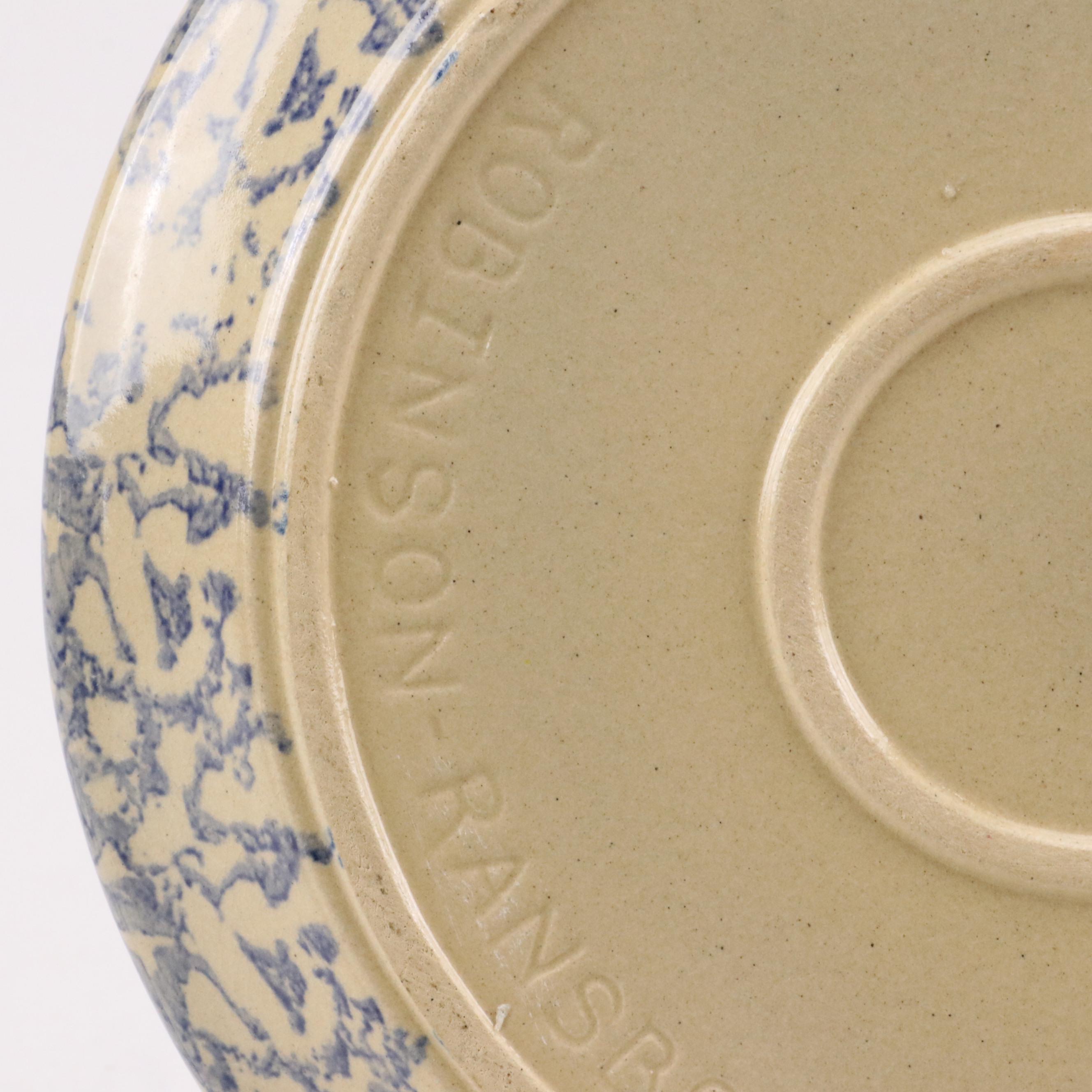 Robinson-Ransbottom "Spongeware Blue" Ceramic Dinner Plate with More Décor