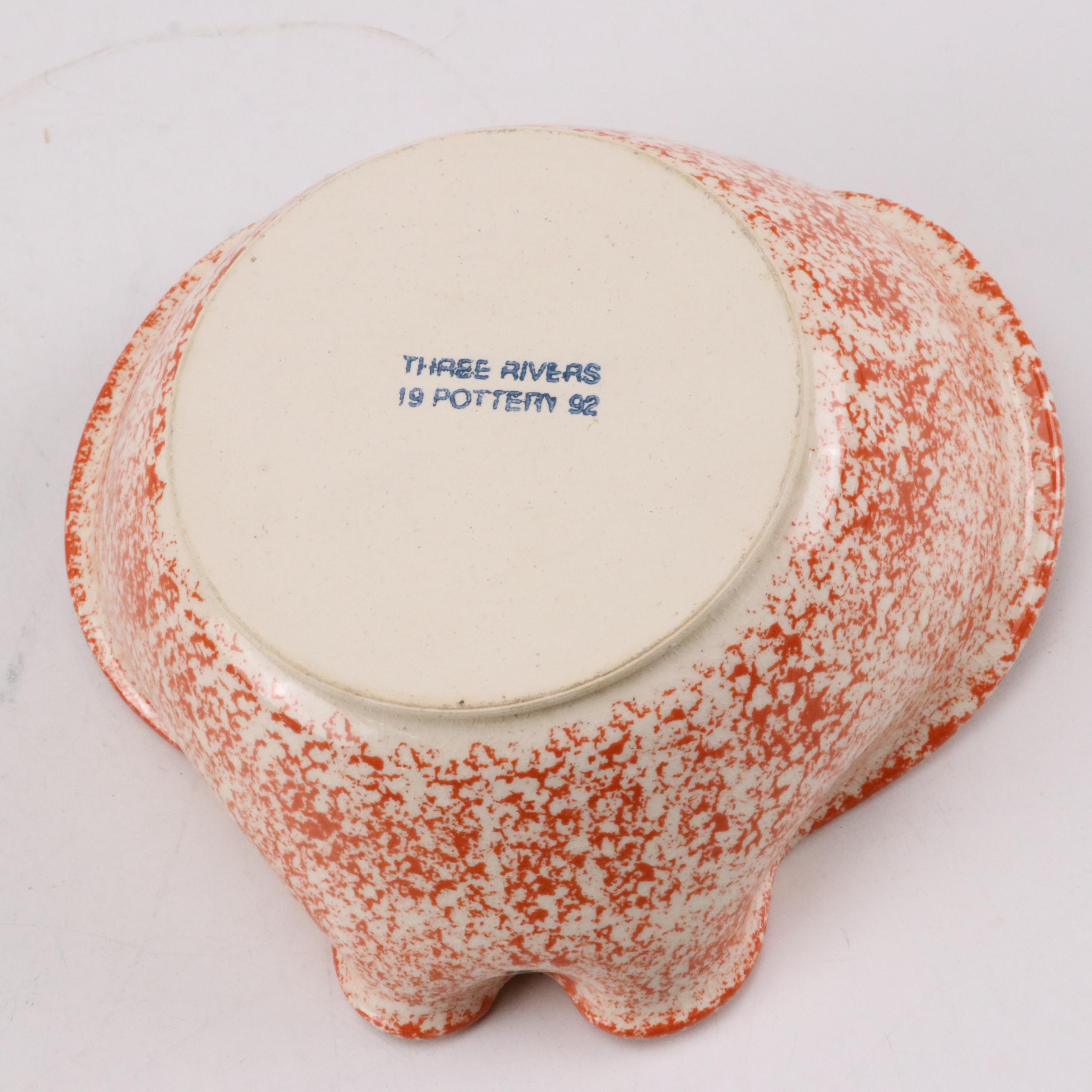 Robinson-Ransbottom "Spongeware Blue" Ceramic Dinner Plate with More Décor