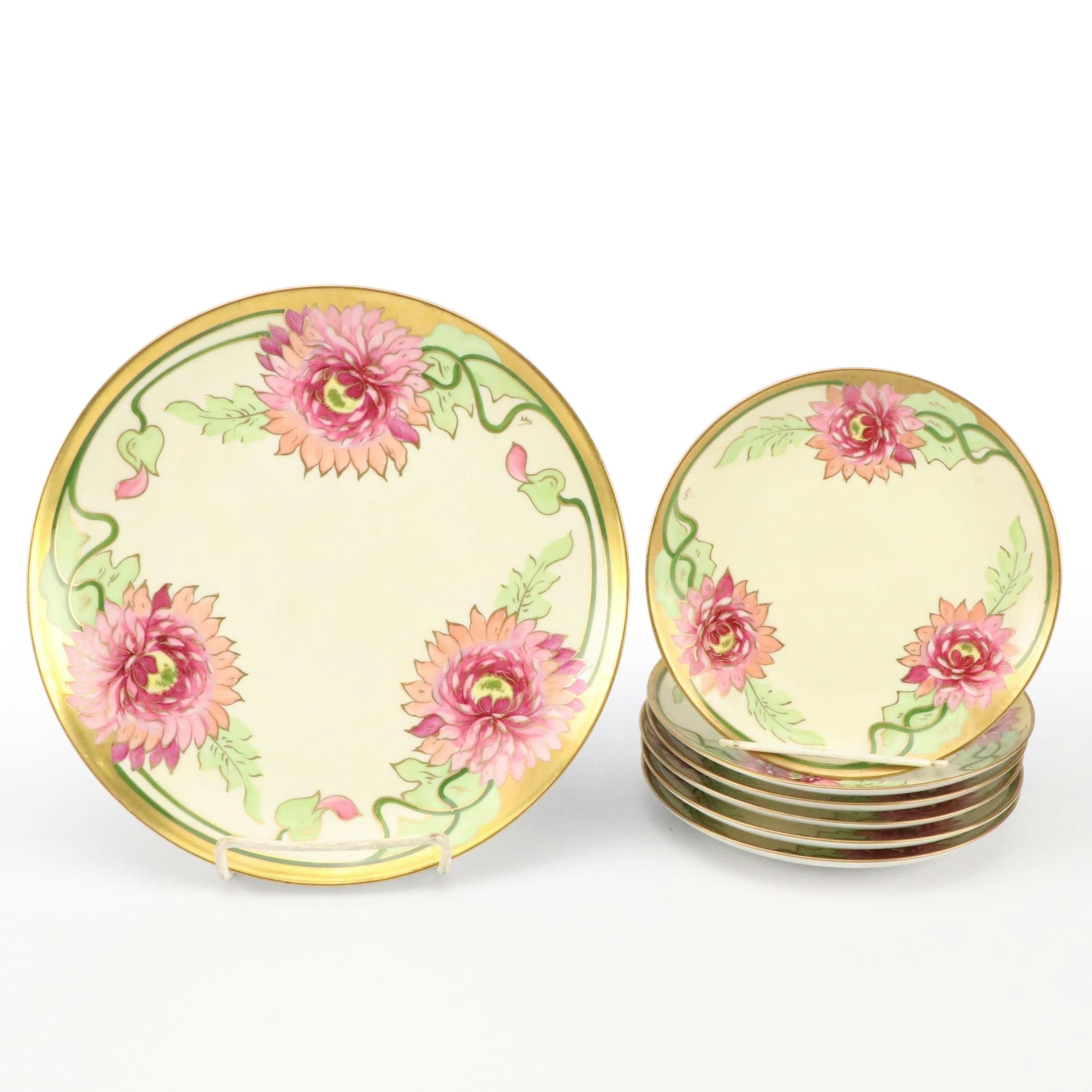 Lazarus Straus & Sons Art Nouveau Hand-Painted Limoges Porcelain Plates