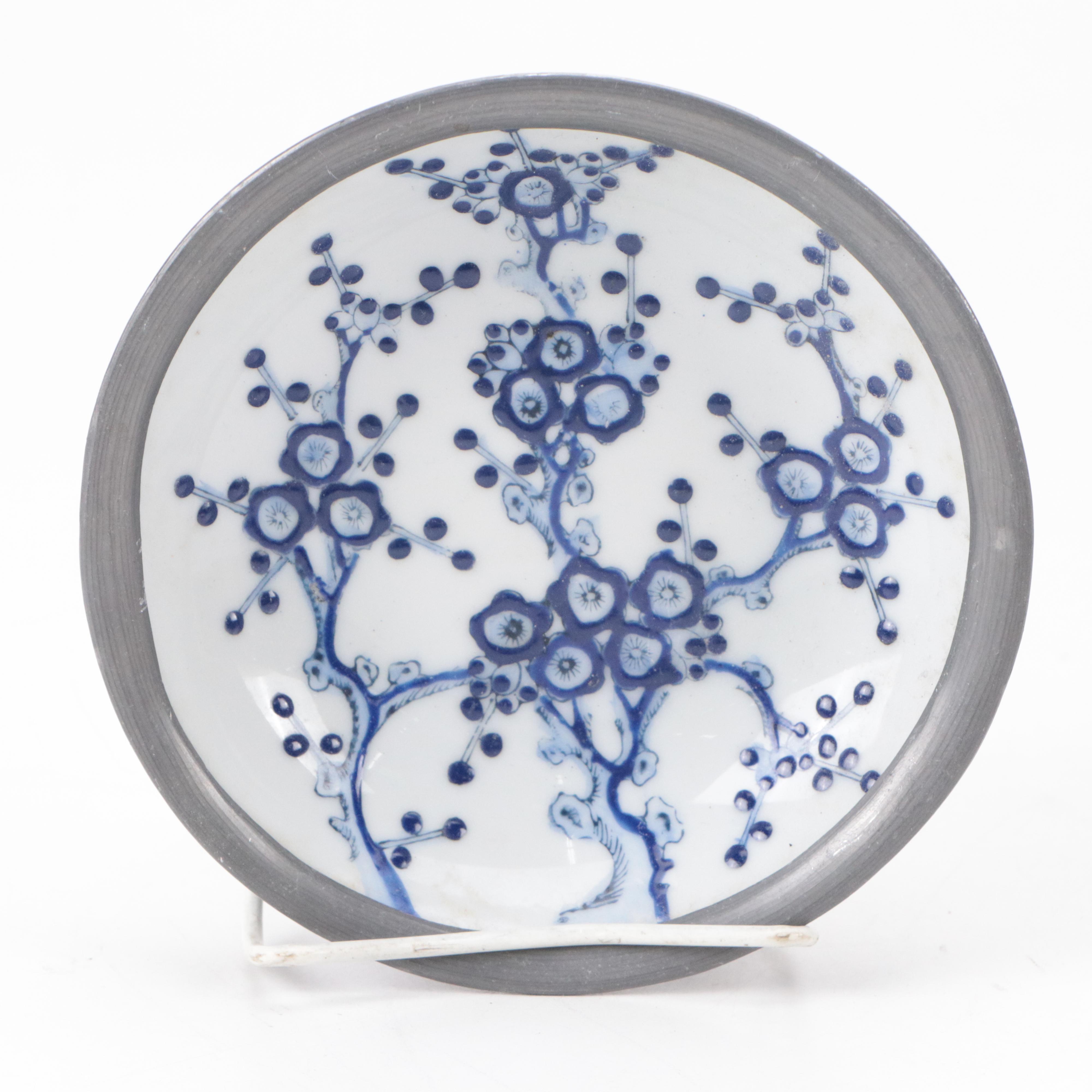 Chinese Cloisonne Snails, Lidded Box and Bell with Porcelain Plate and More