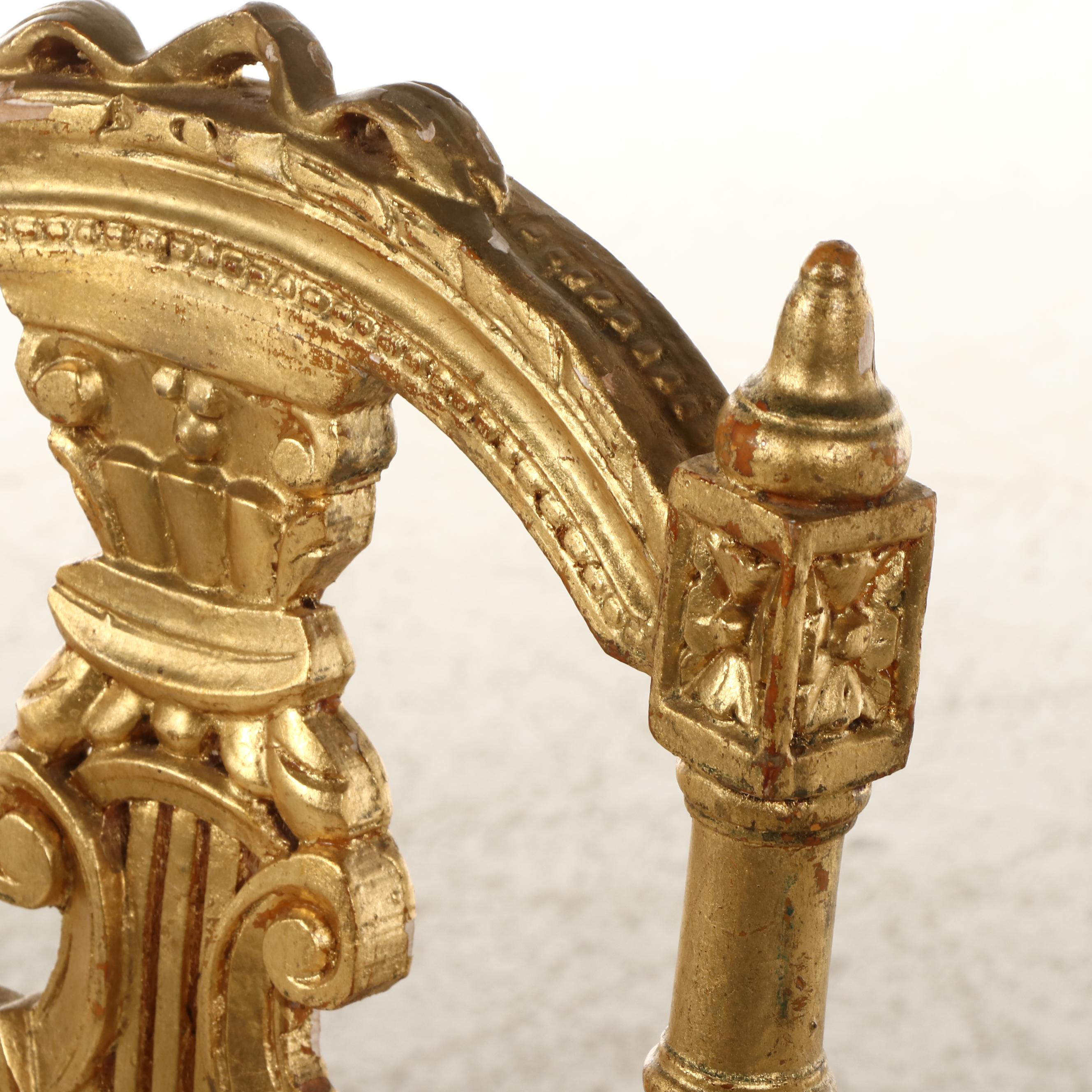 Pair of French Style Carved Giltwood Music Chairs, 19th Century