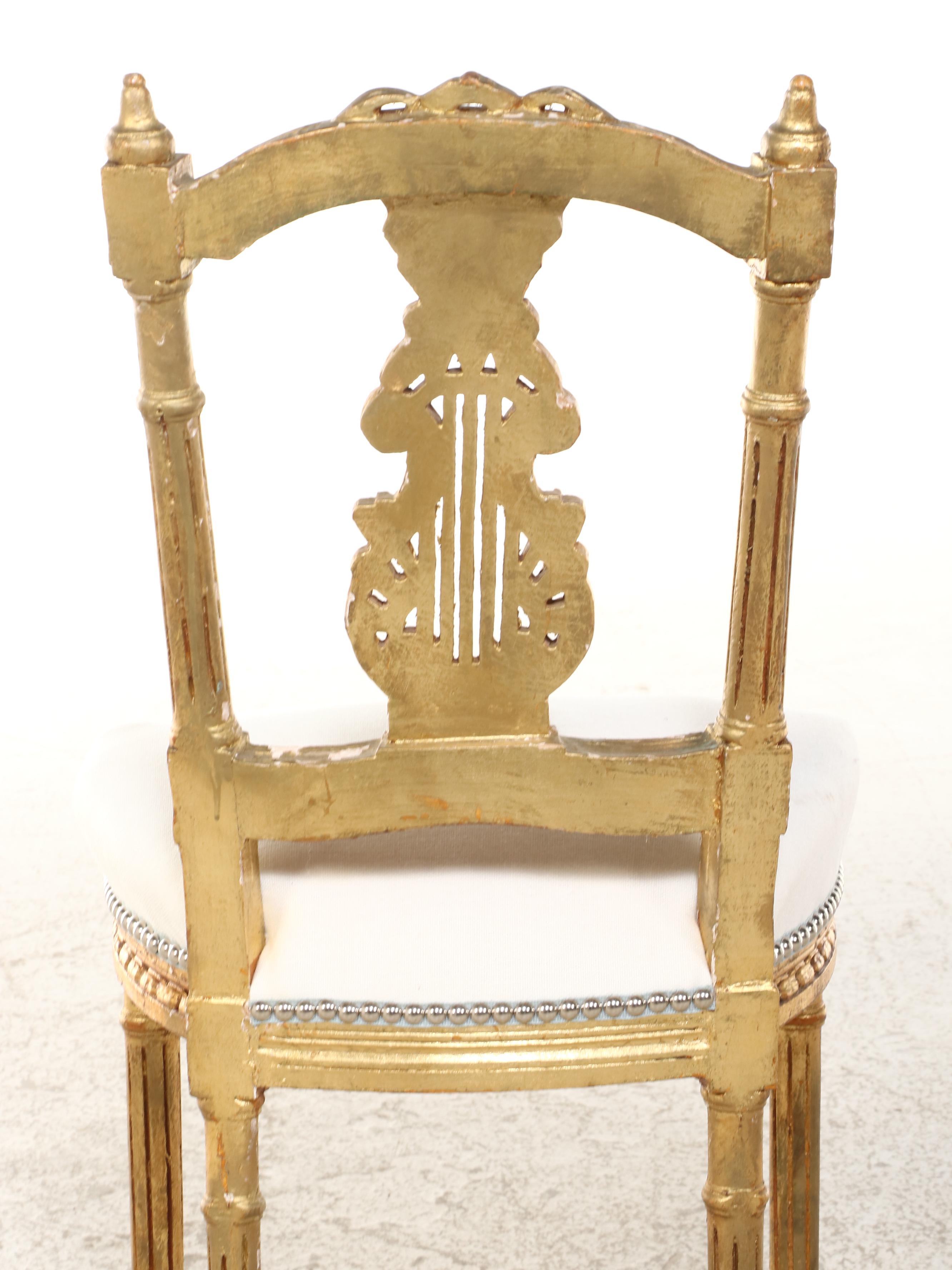 Pair of French Style Carved Giltwood Music Chairs, 19th Century