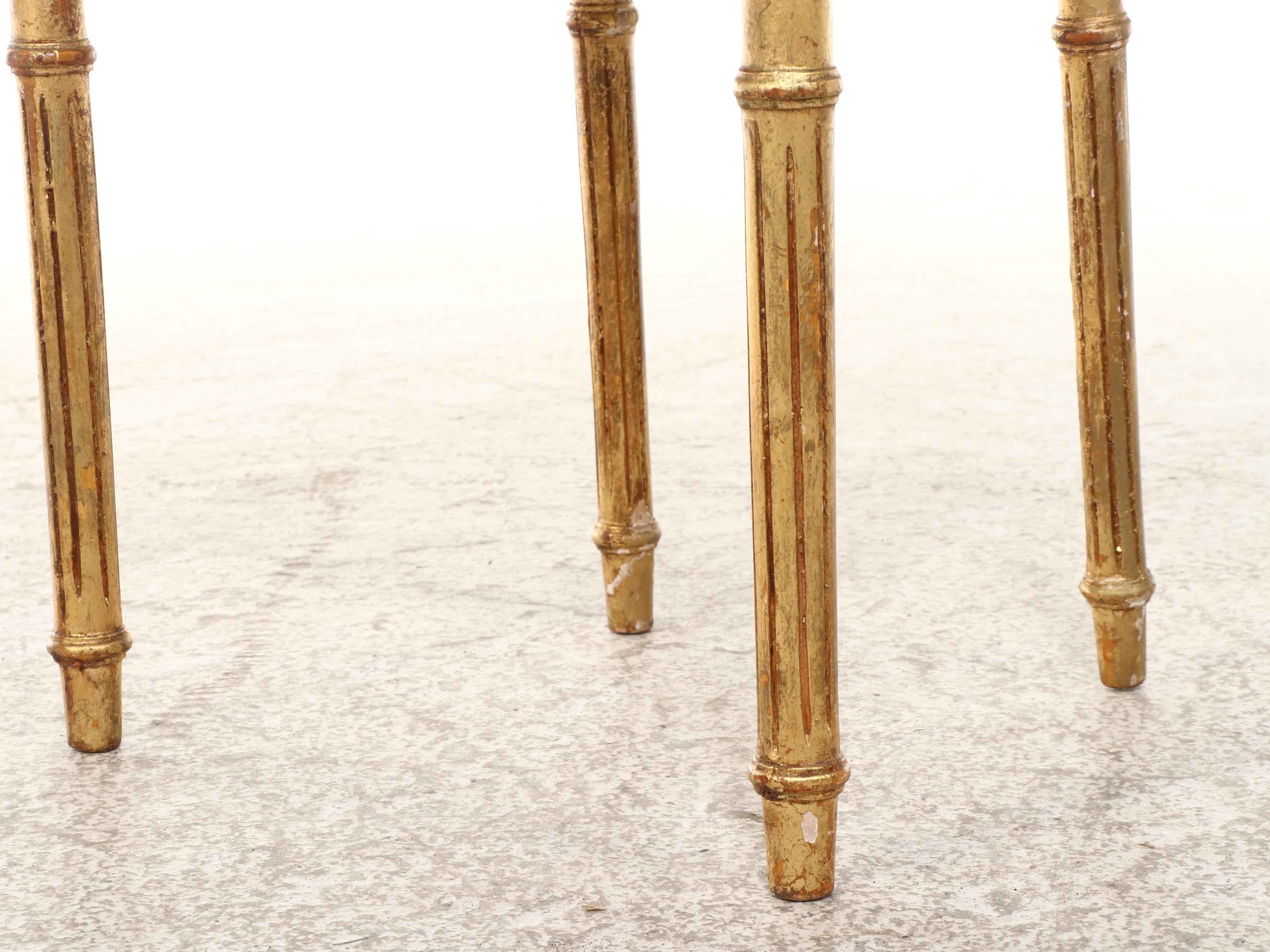 Pair of French Style Carved Giltwood Music Chairs, 19th Century