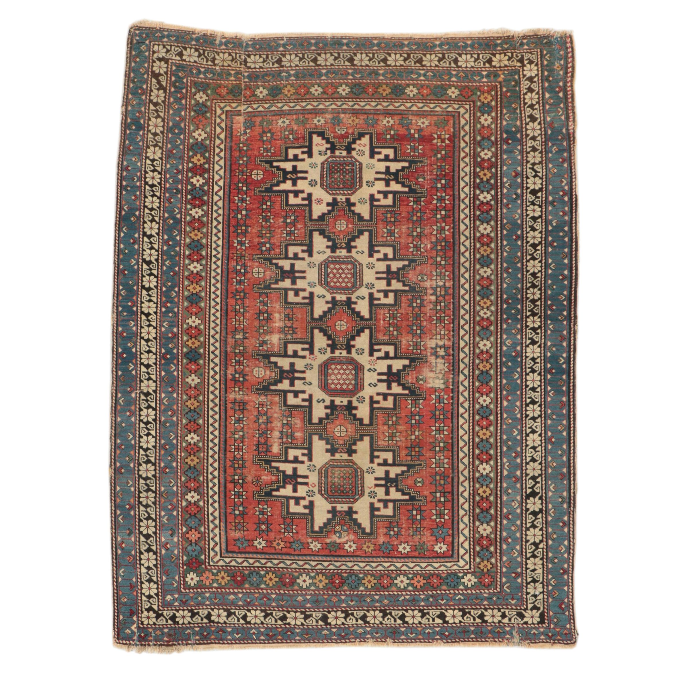 4'3 x 5'6 Hand-Knotted Caucasian Daghestan Area Rug