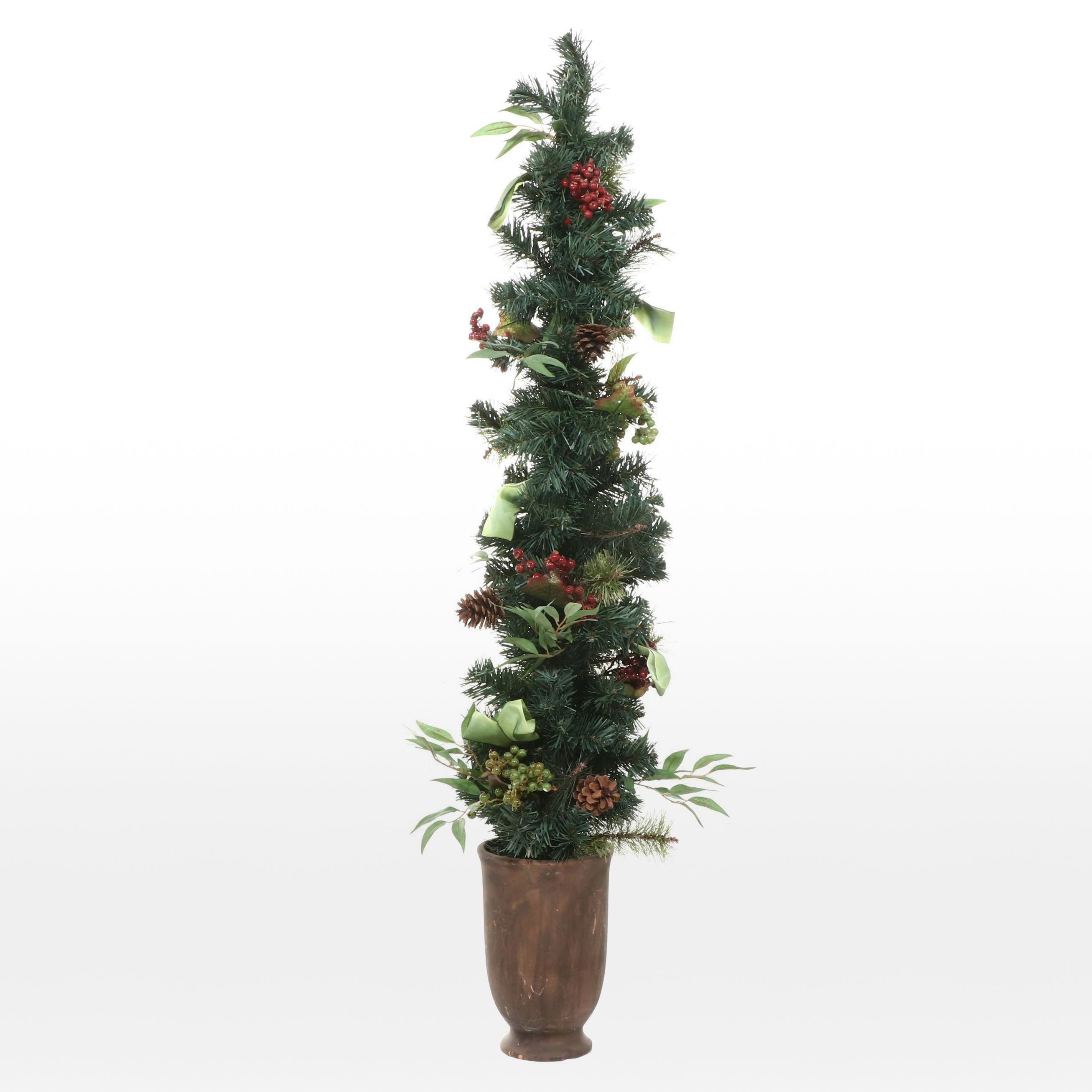 Artificial Narrow Pine Tree in Terracotta Pot