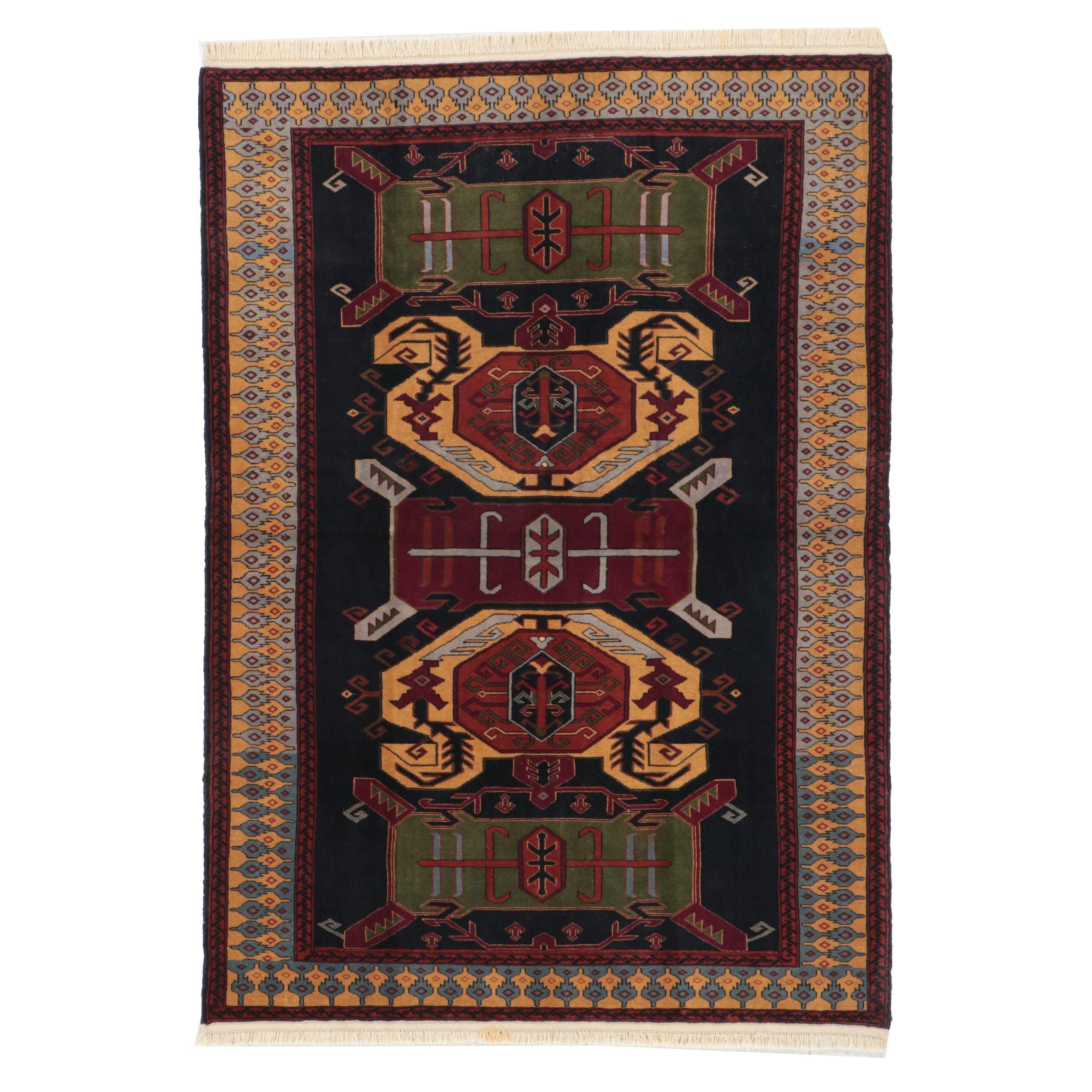 4'5 x 6'4 Hand-Knotted Caucasian Lenkoran Area Rug