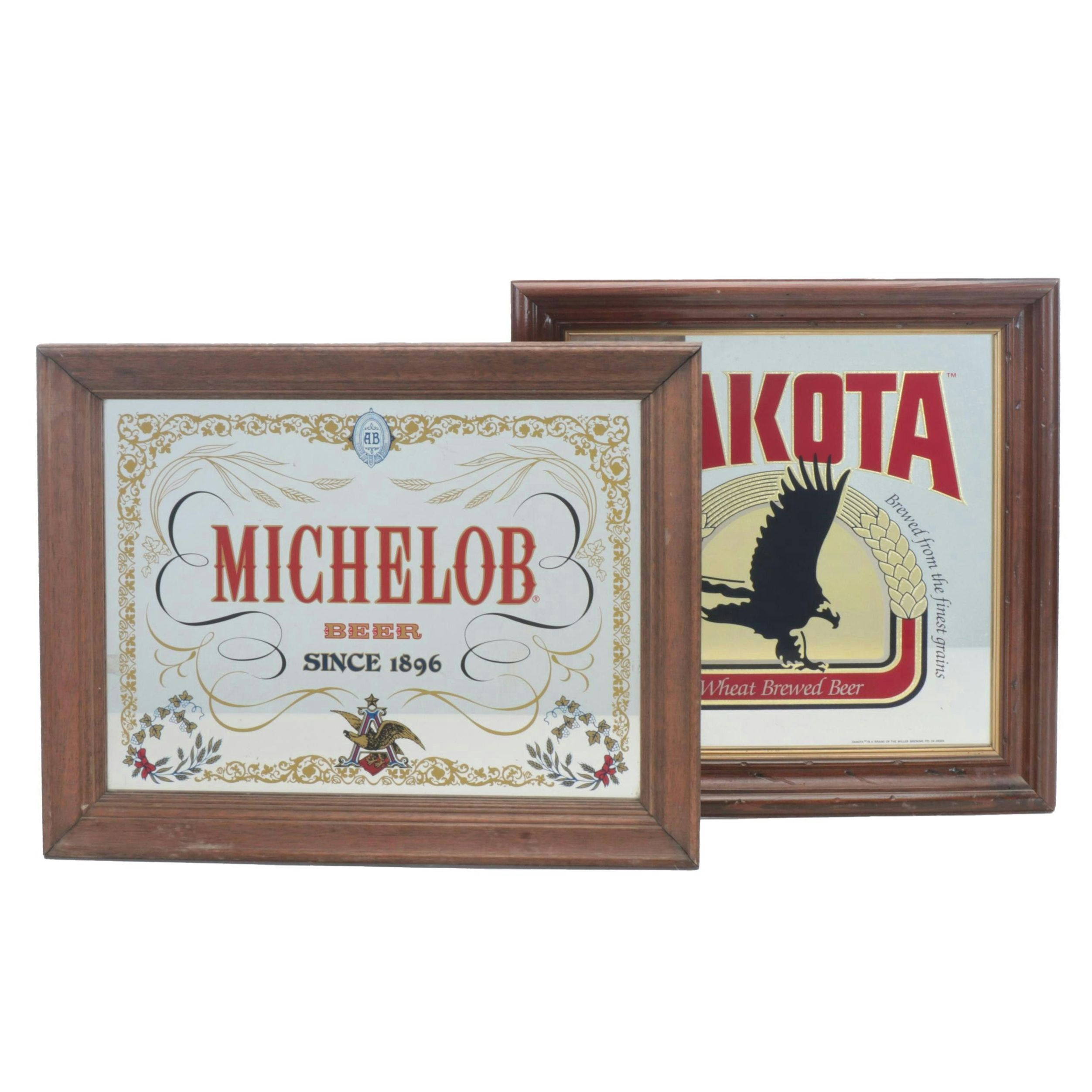 Dakota and Michelob Beer Mirrored Advertising Signs, Late 20th Century