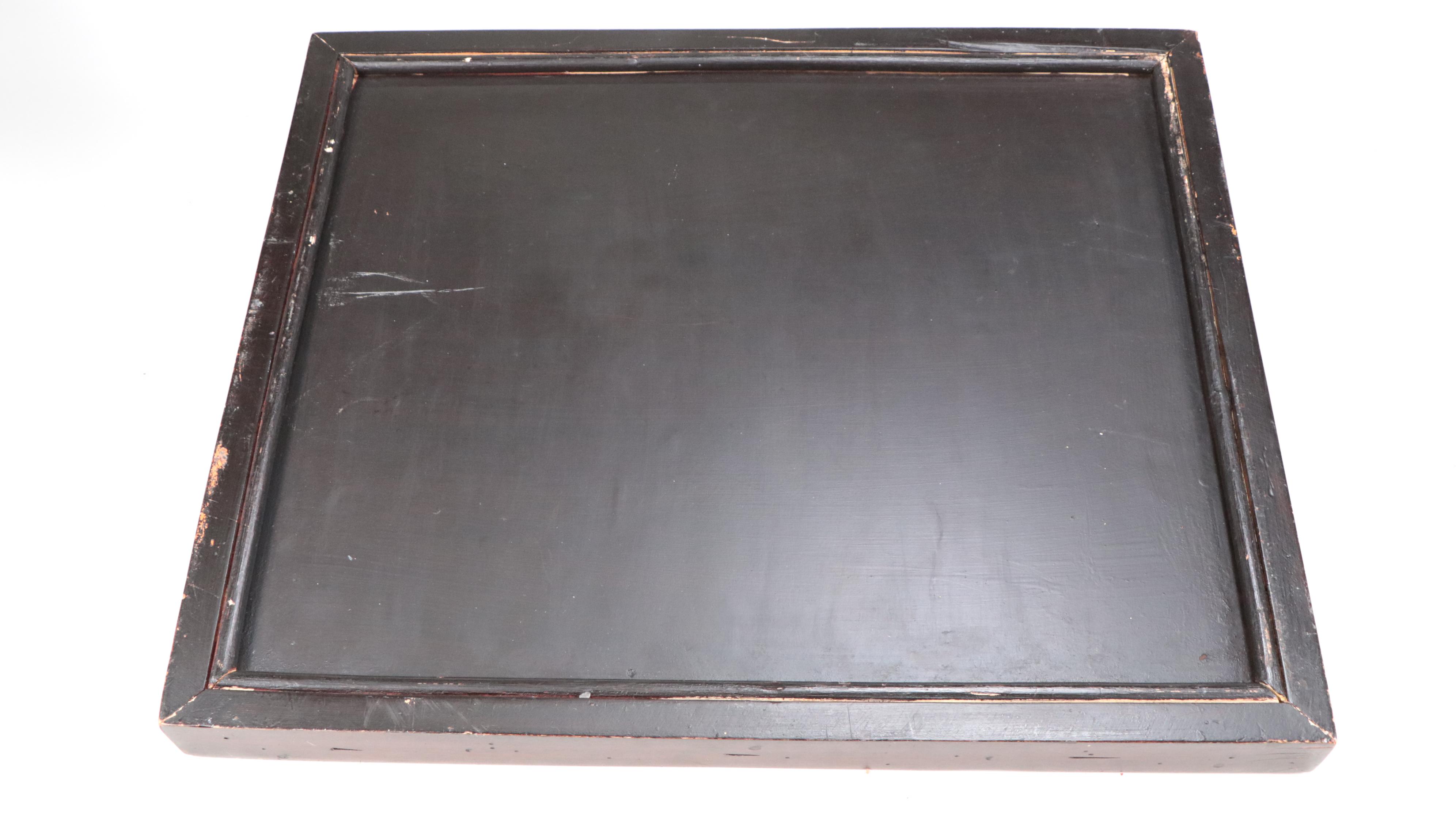 Woven Reed Surfaced Wood Tray and Wood Baluster Table Lamp