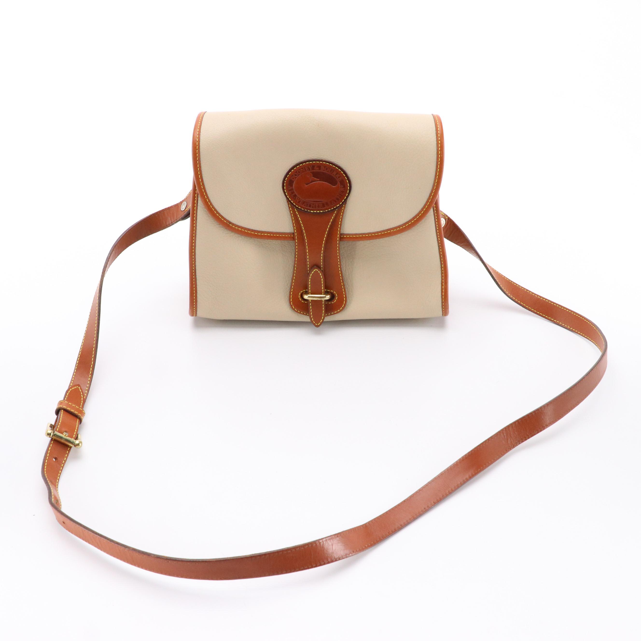 Dooney & Bourke Black Leather Handbag and Shoulder Tote, Beige Leather Crossbody