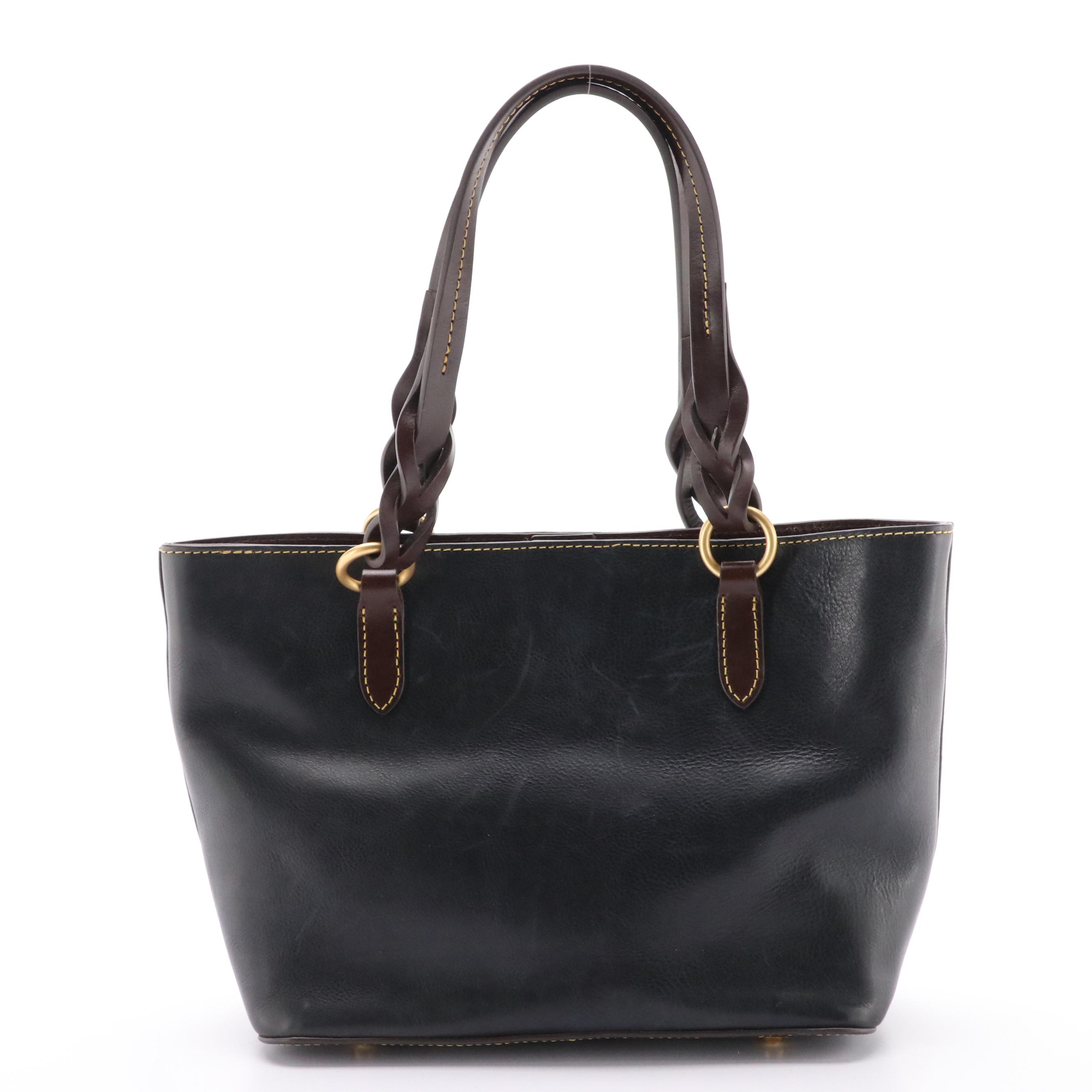 Dooney & Bourke Black Leather Handbag and Shoulder Tote, Beige Leather Crossbody