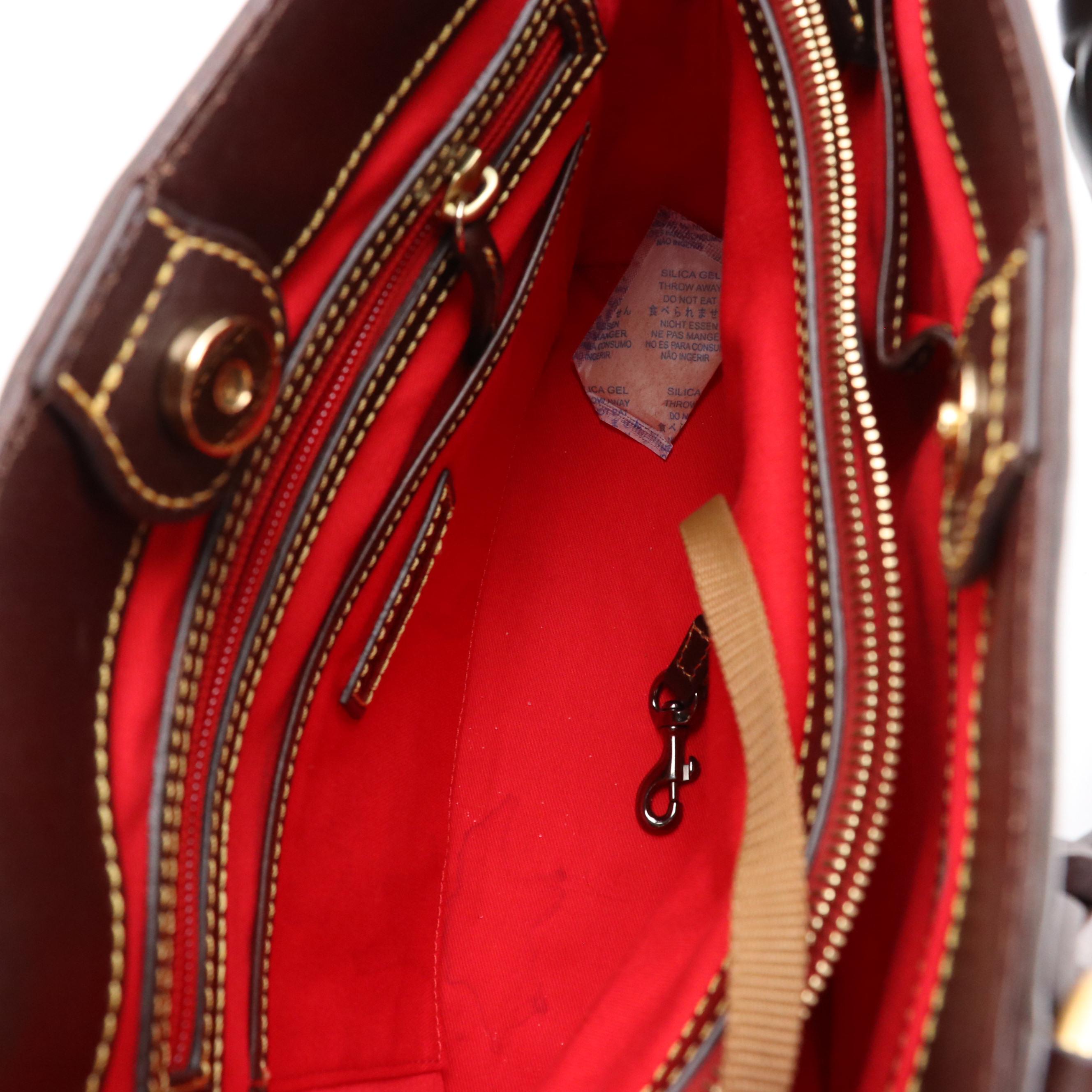 Dooney & Bourke Black Leather Handbag and Shoulder Tote, Beige Leather Crossbody