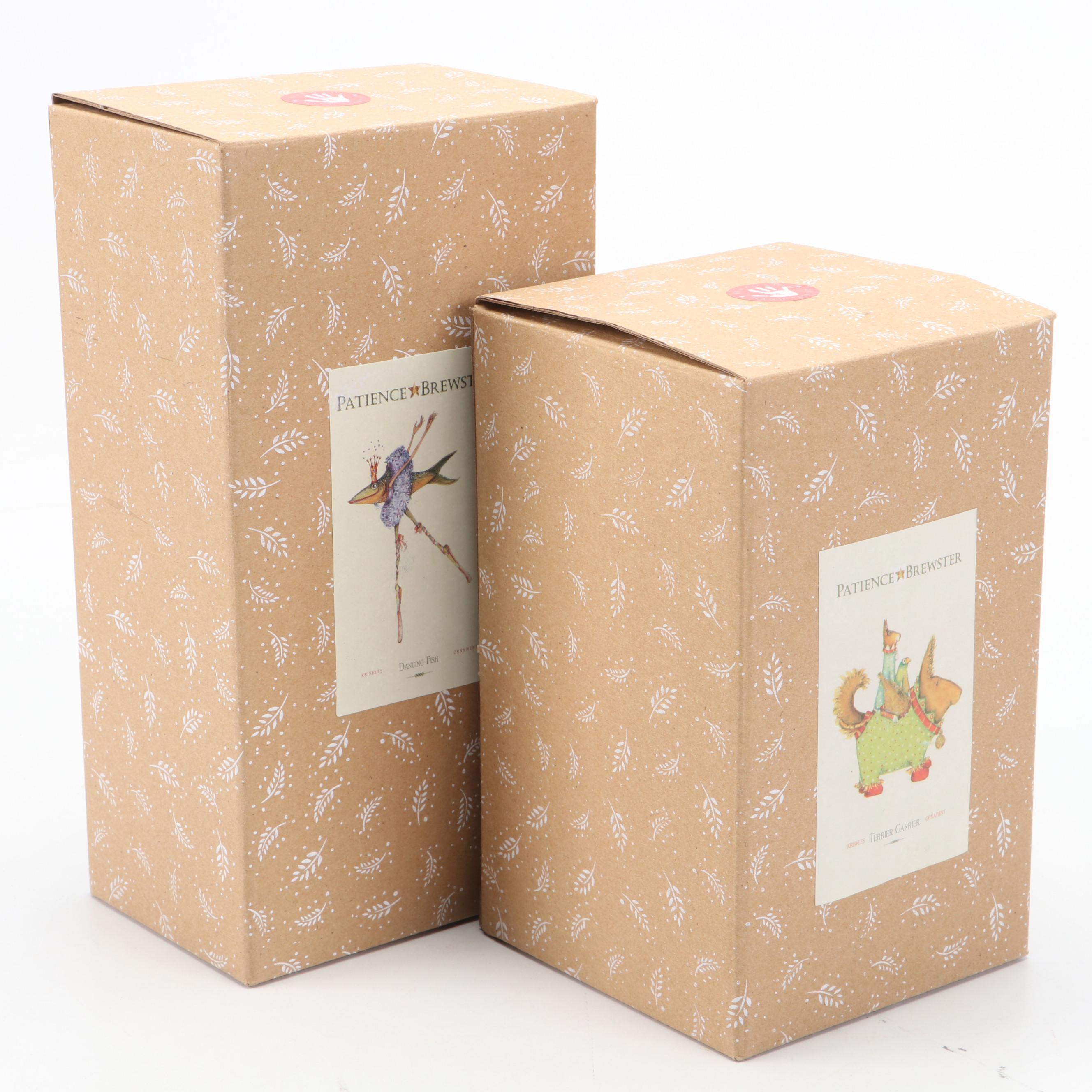 Patience Brewster "Dancing Fish" and "Terrier Carrier" Ornaments