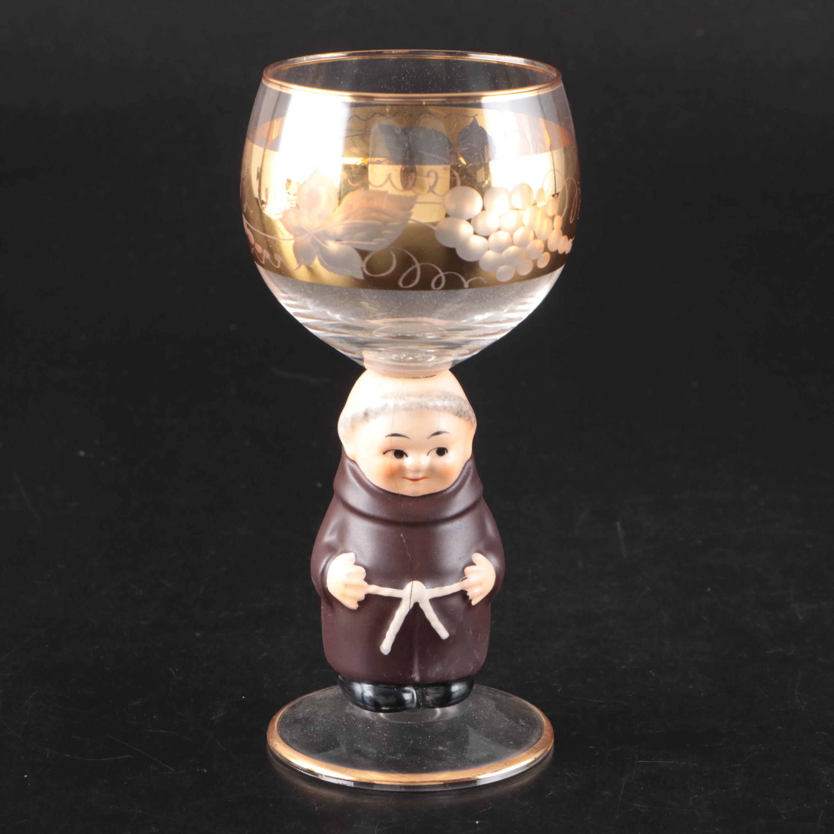 Goebel Roemer Wine Goblets with Hummel Style Ceramic Stems