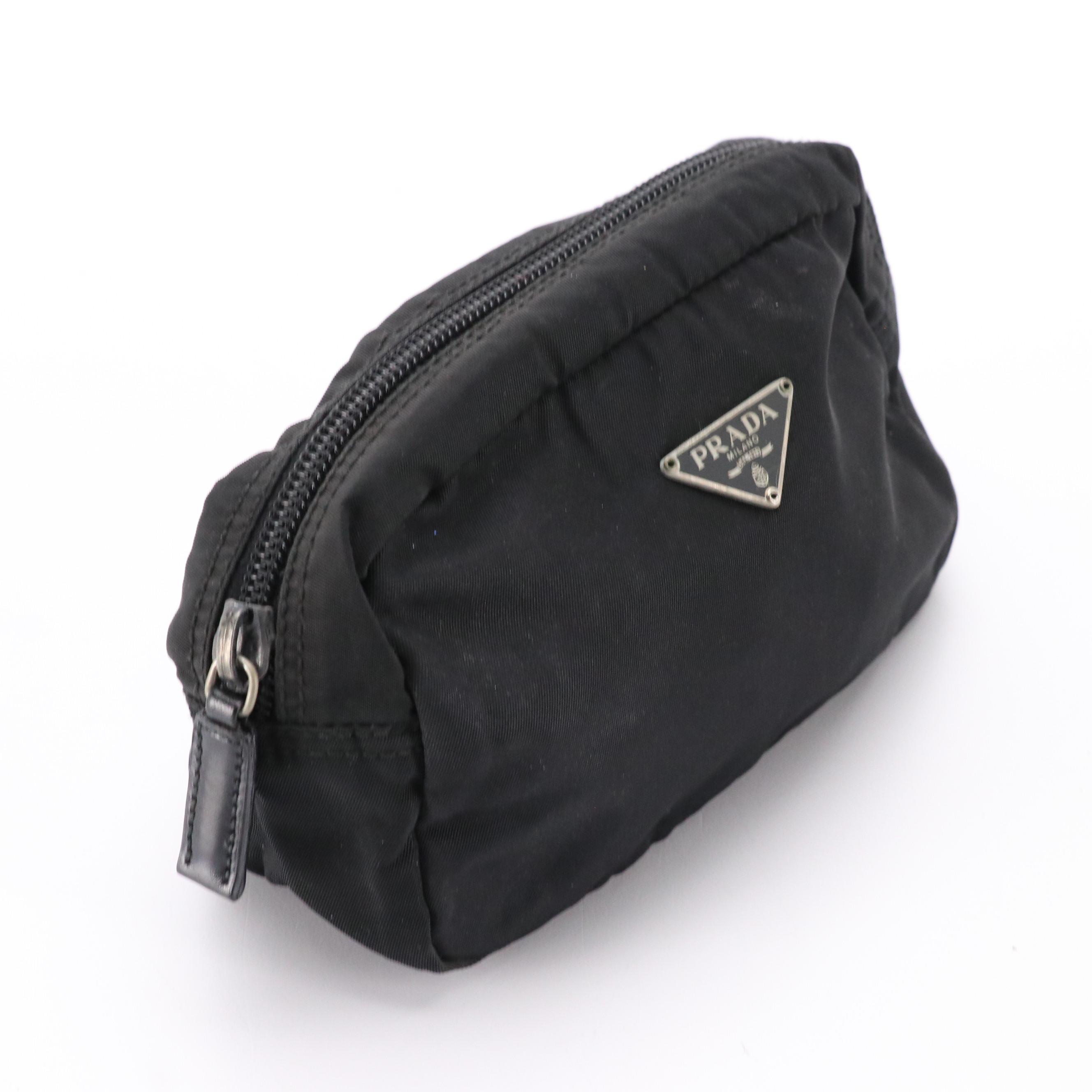 Prada Black Tessuto Nylon Zip Pouch