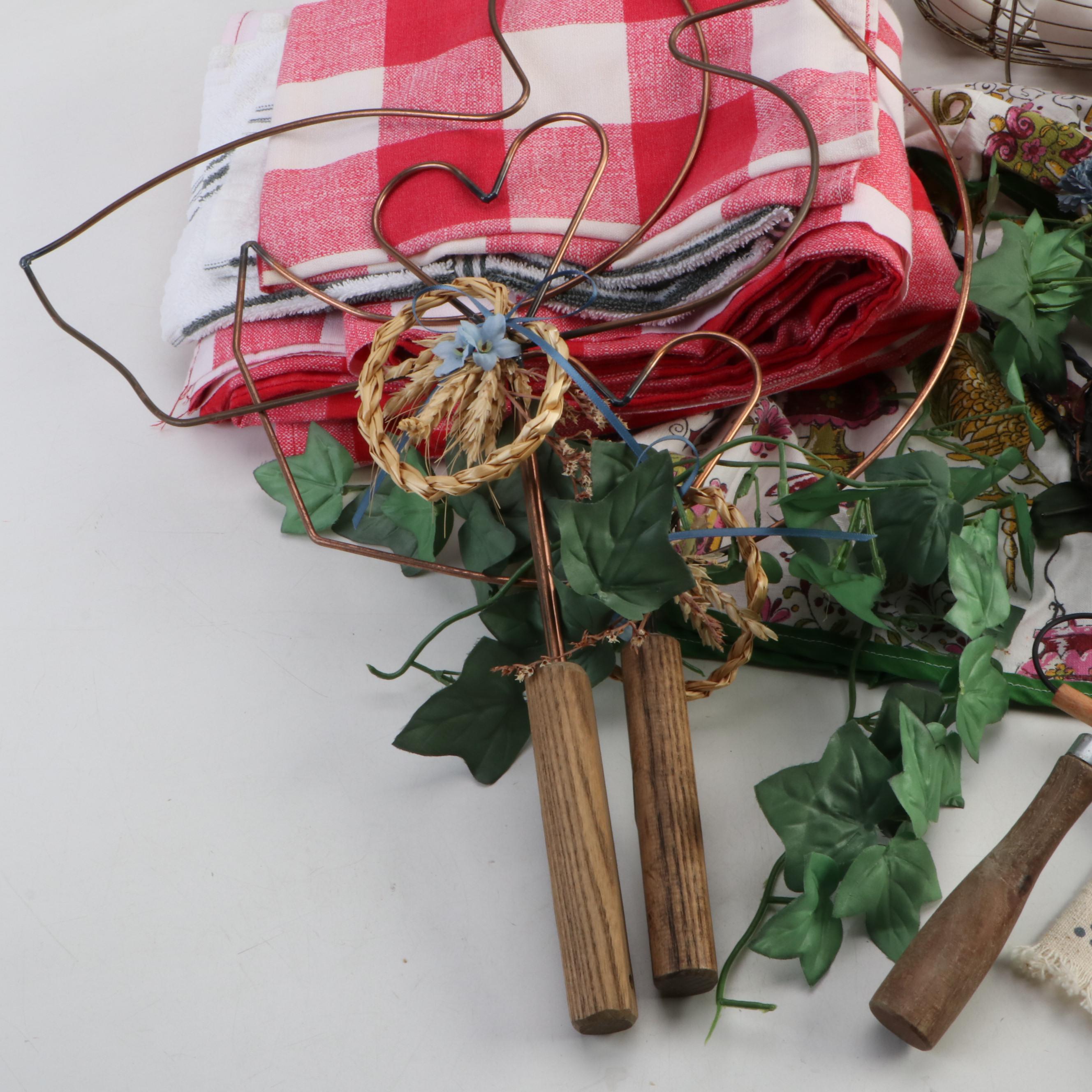 Plaid Tablecloth, Decorative Apples & Gingerbread Men with Other Seasonal Décor