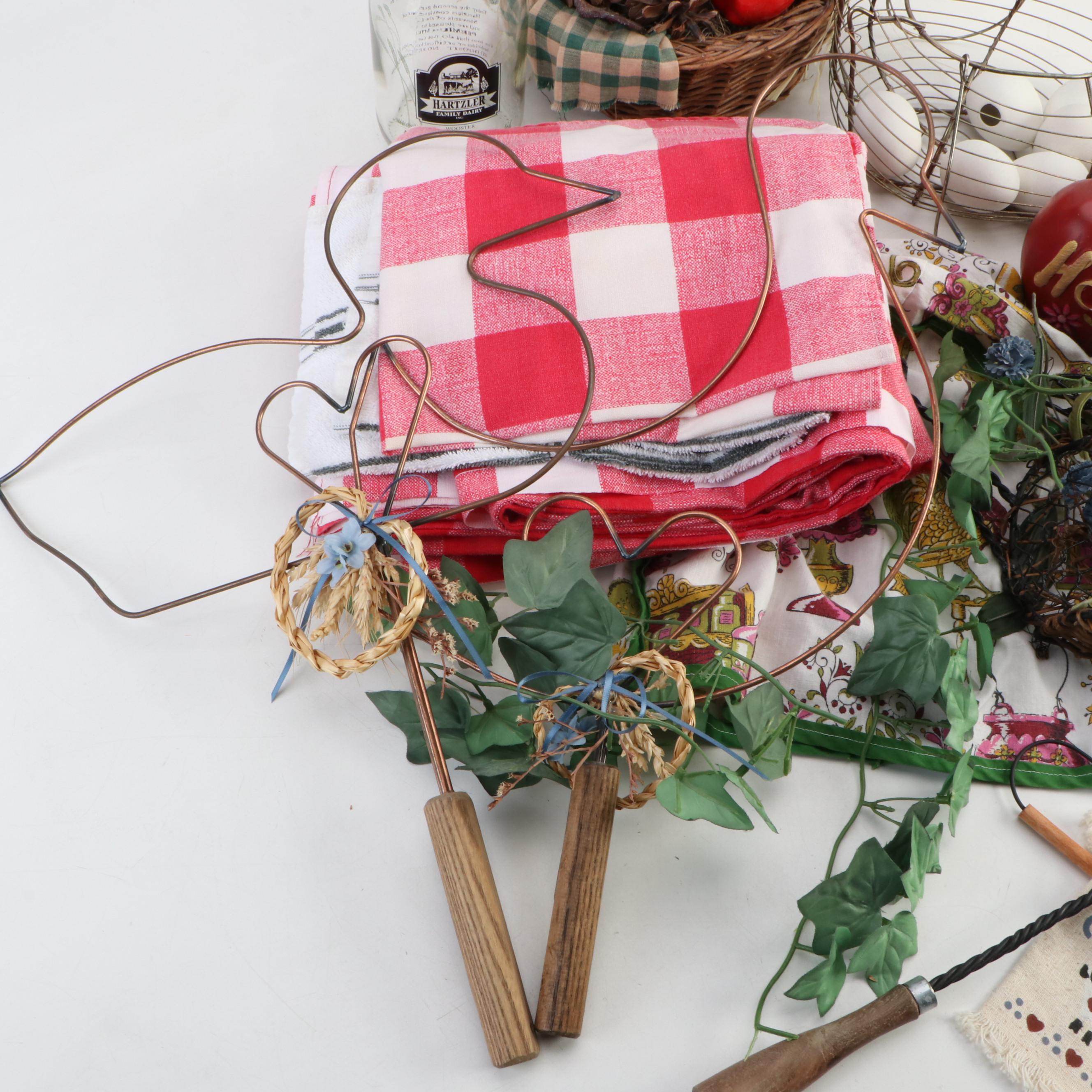 Plaid Tablecloth, Decorative Apples & Gingerbread Men with Other Seasonal Décor