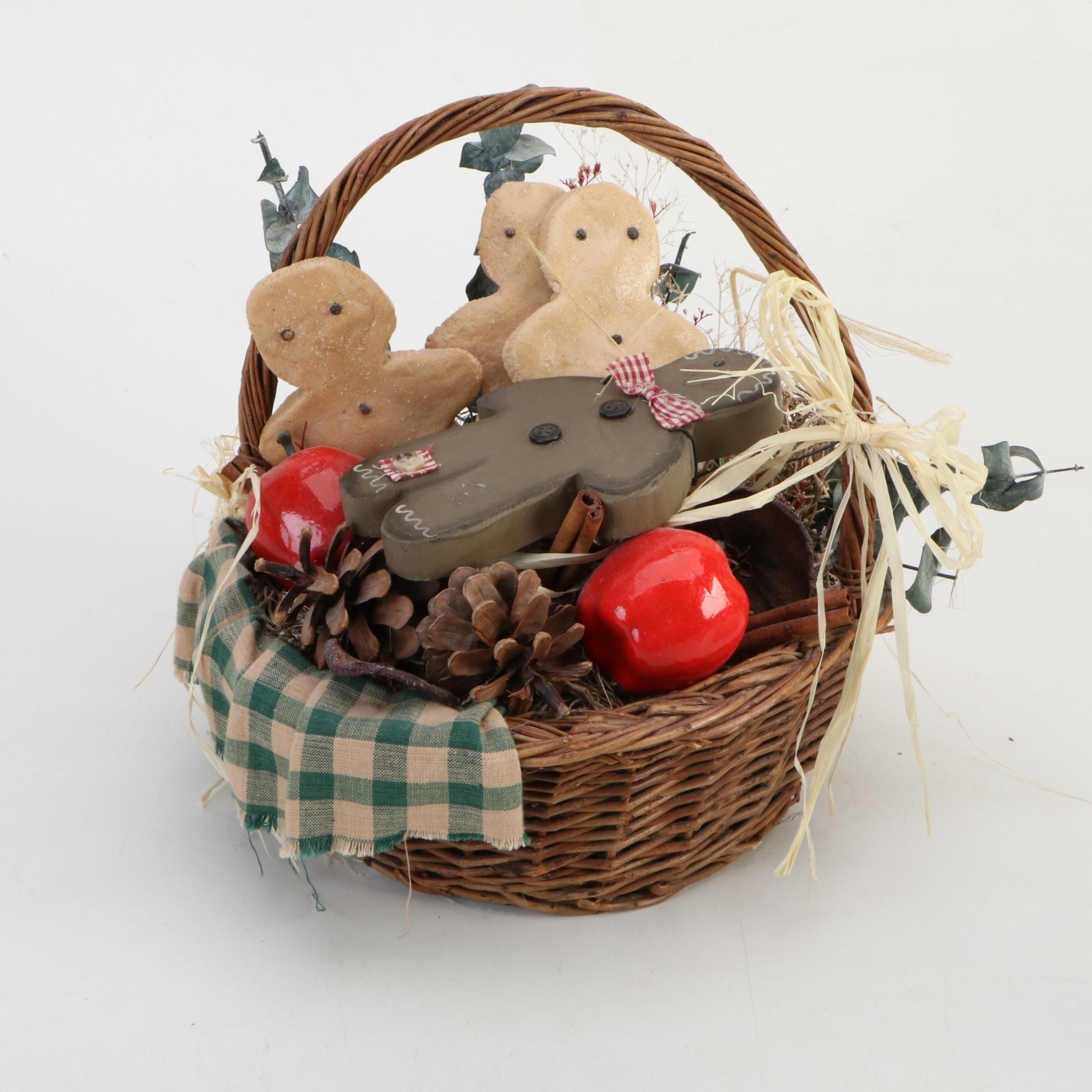 Plaid Tablecloth, Decorative Apples & Gingerbread Men with Other Seasonal Décor