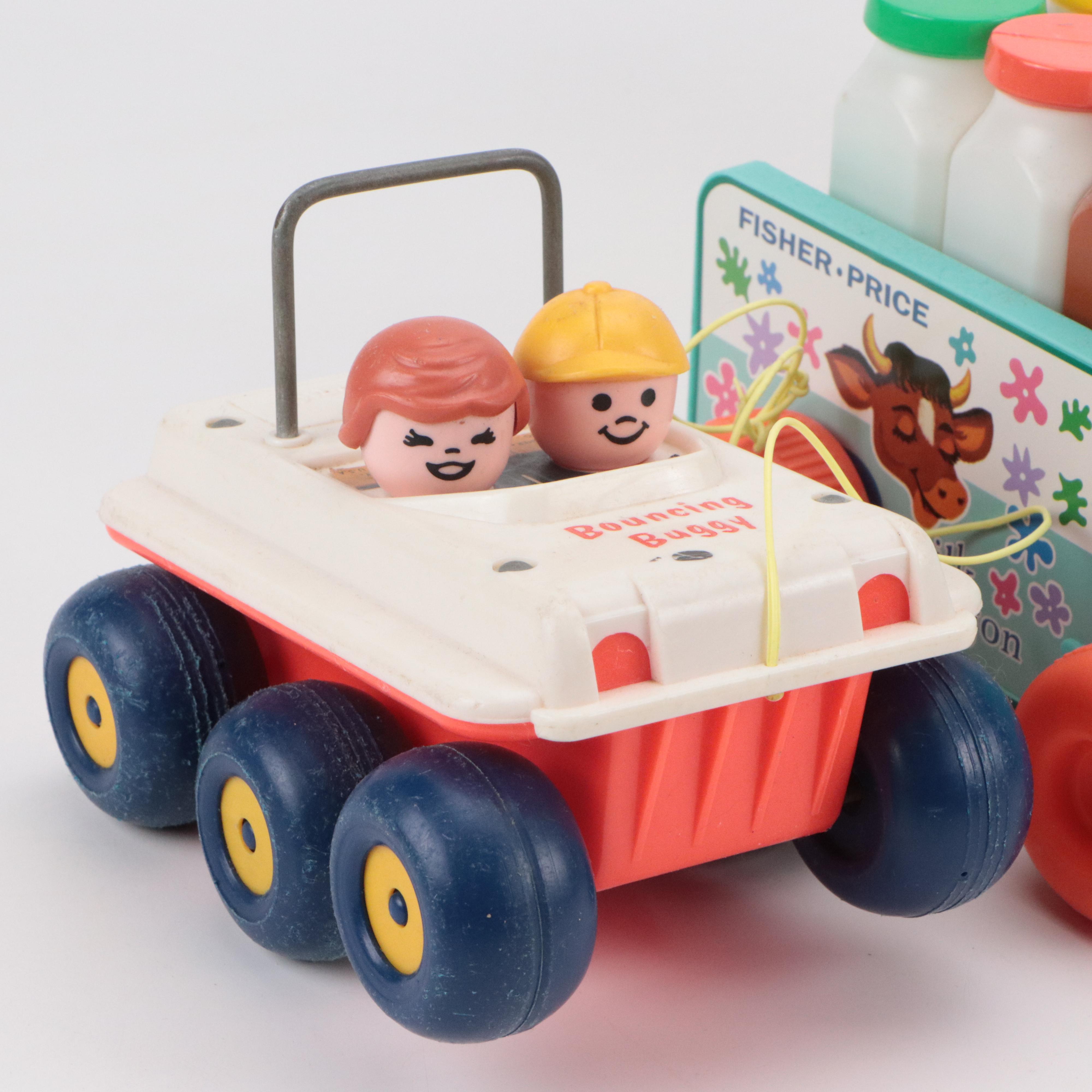 Fisher-Price "Milk Wagon," "Bouncing Buggy" and "School Bus" Toys