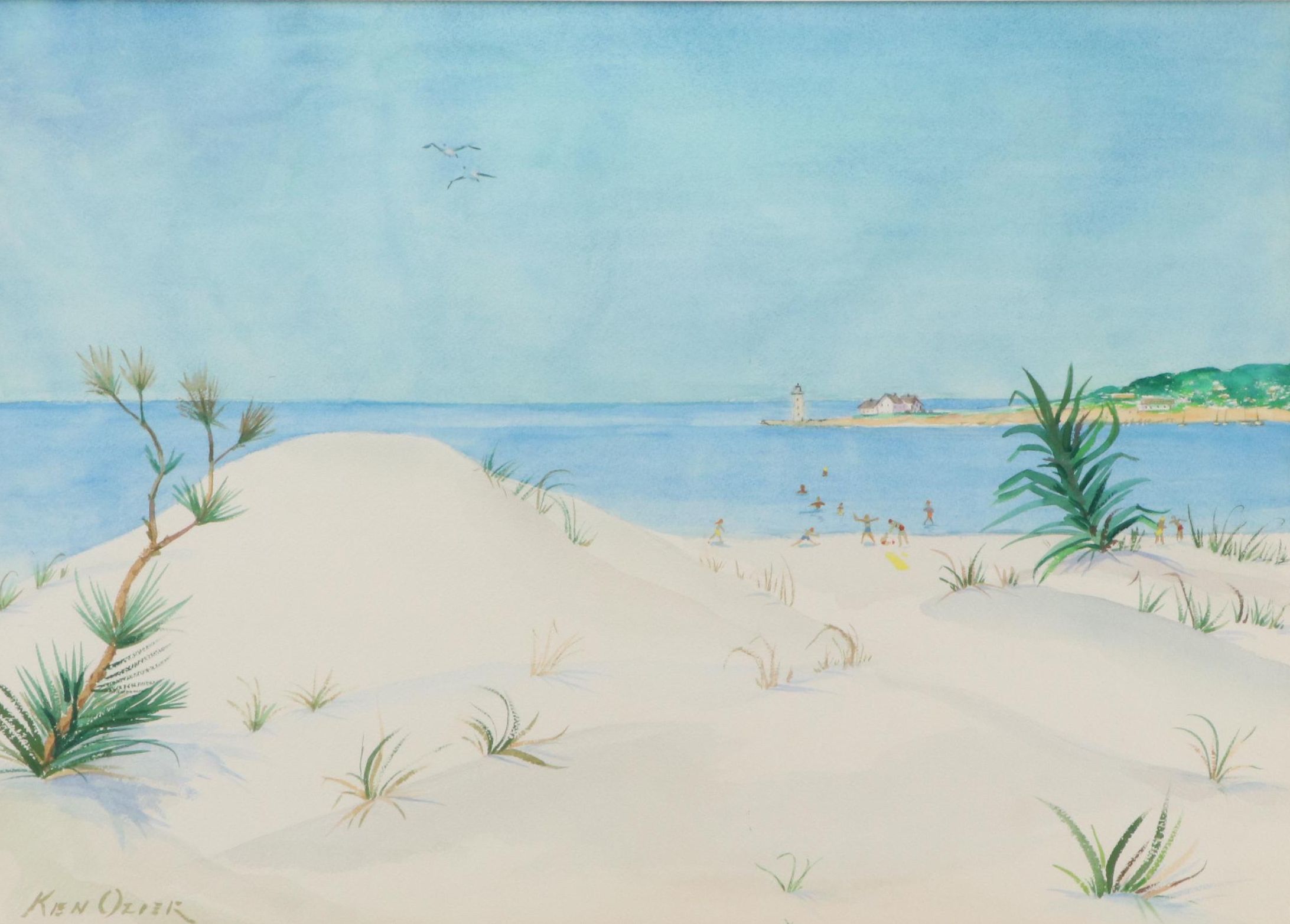Ken Ozier Coastal Landscape Watercolor Painting