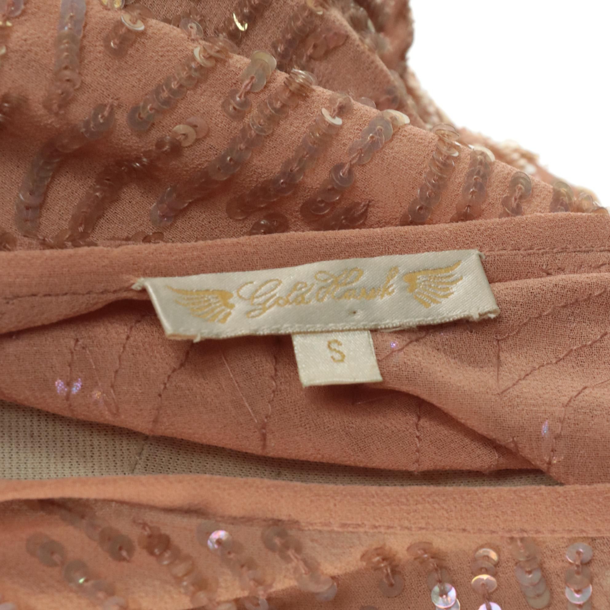 Royal Feelings Bead/Sequin Silk Top and Gold Hawk Asymmetrical Draped Sequin Top