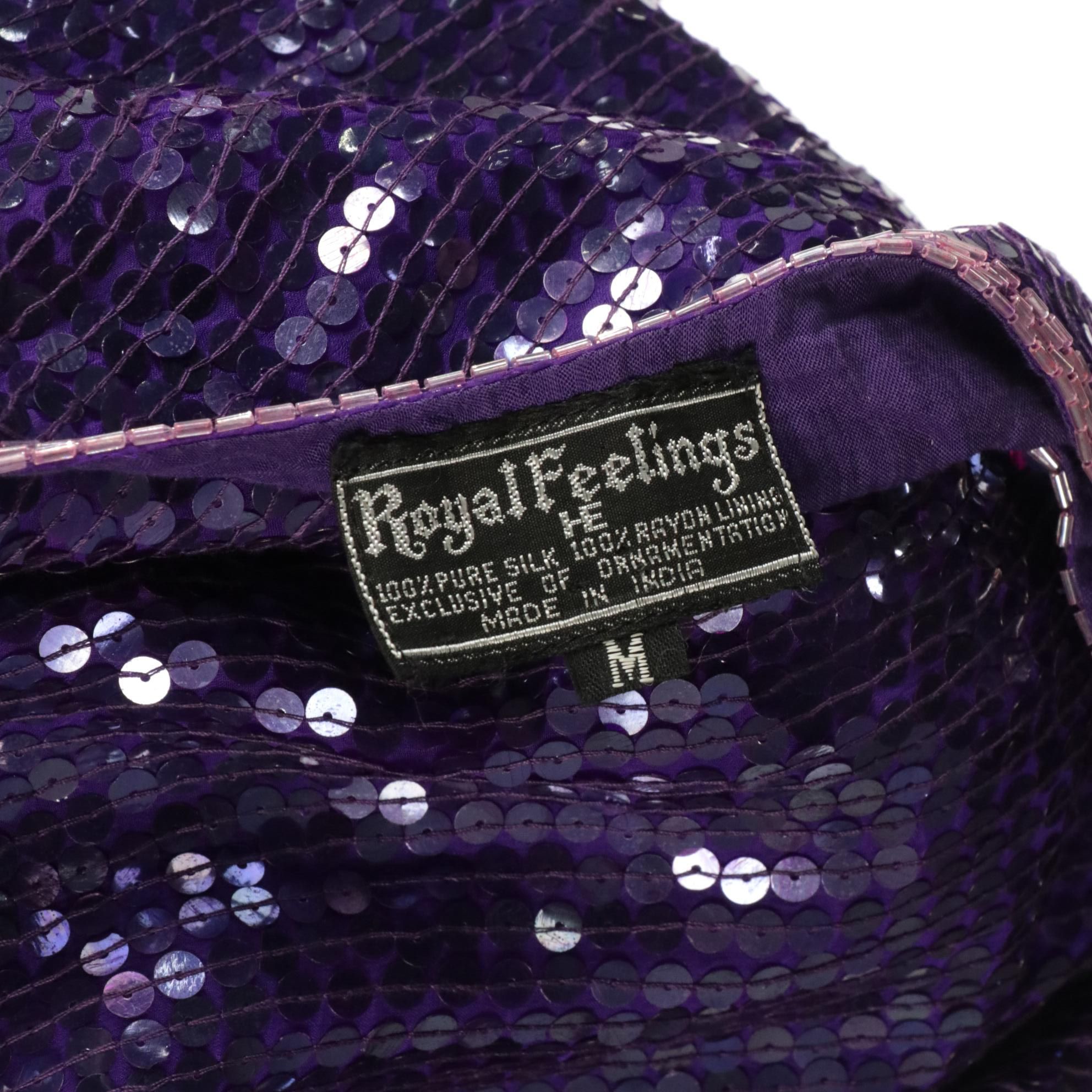 Royal Feelings Bead/Sequin Silk Top and Gold Hawk Asymmetrical Draped Sequin Top