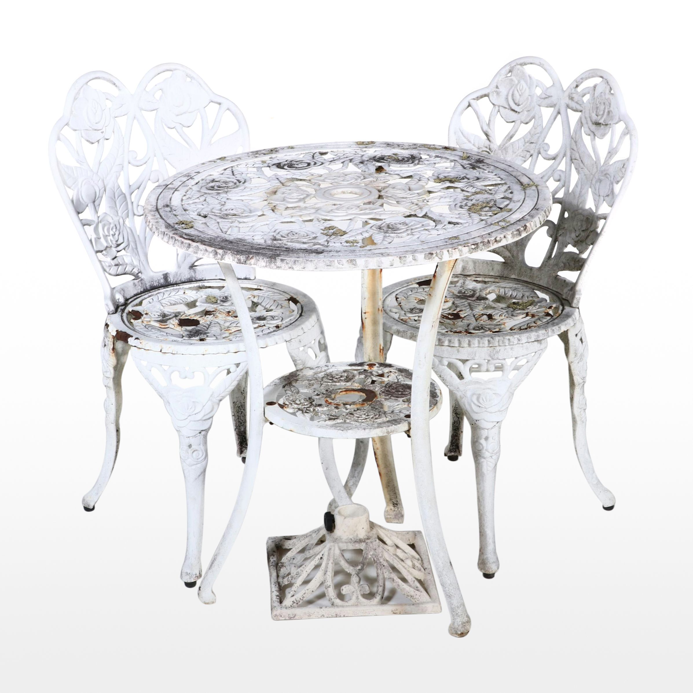 Victorian Style Cast Iron Roses Themed Bistro Set