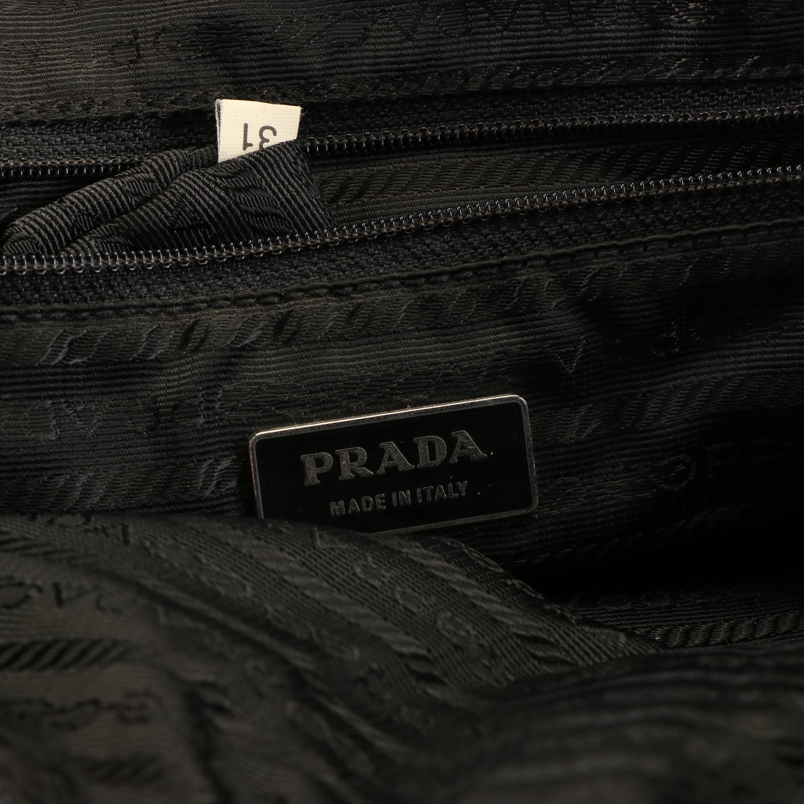 Prada Zippered Tessuto Tote Bag in Black Nylon and Leather Trim