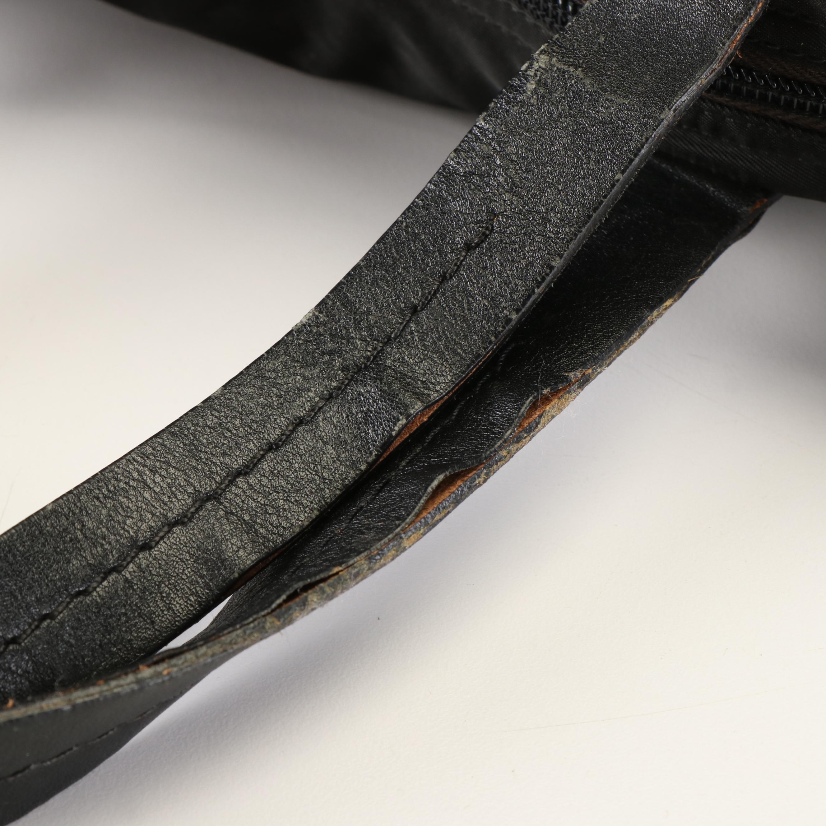 Prada Zippered Tessuto Tote Bag in Black Nylon and Leather Trim