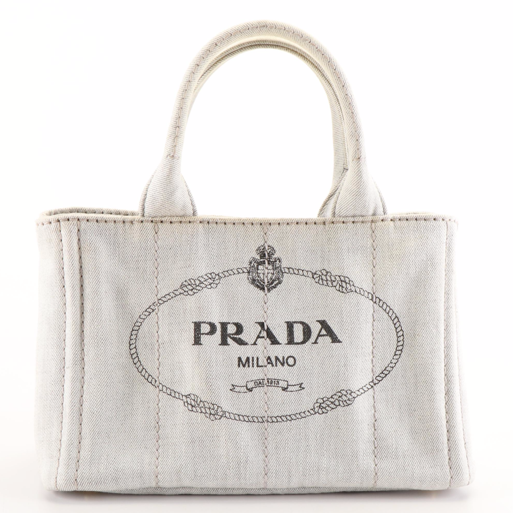 Prada Canapa Logo Tote Bag in White Canvas