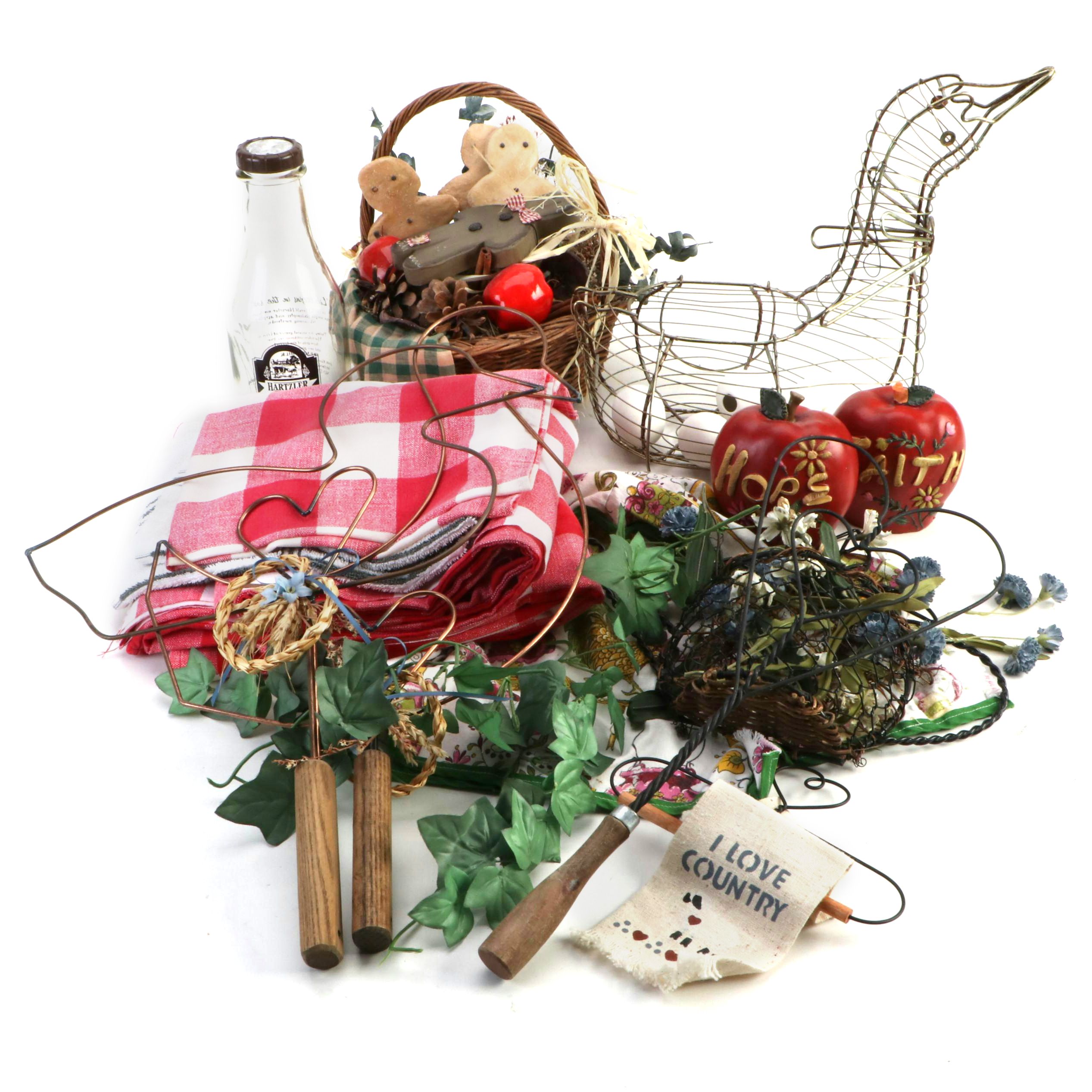 Plaid Tablecloth, Decorative Apples & Gingerbread Men with Other Seasonal Décor