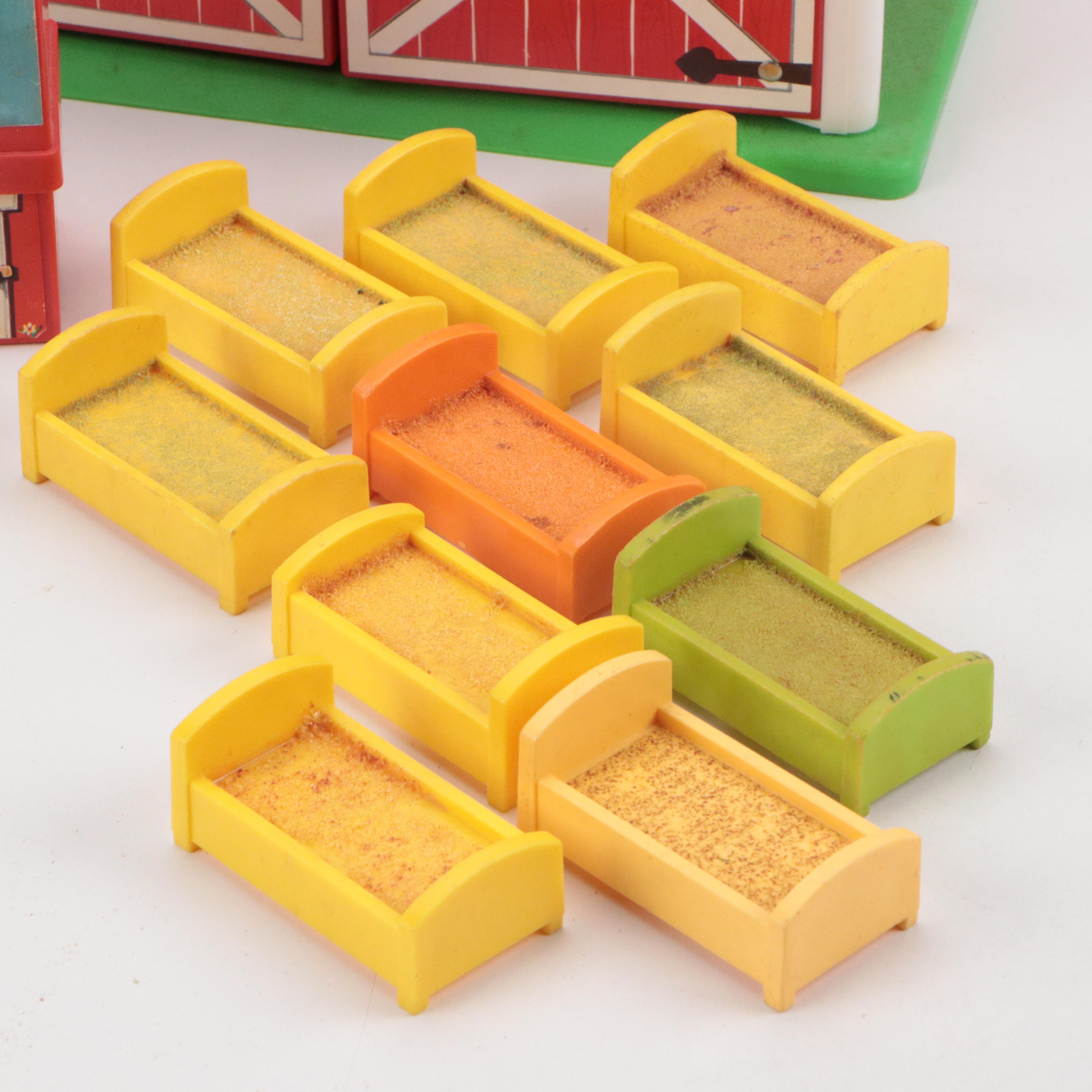 Fisher-Price "Play Family House" with Lunchbox and Toy Barn, 1960s