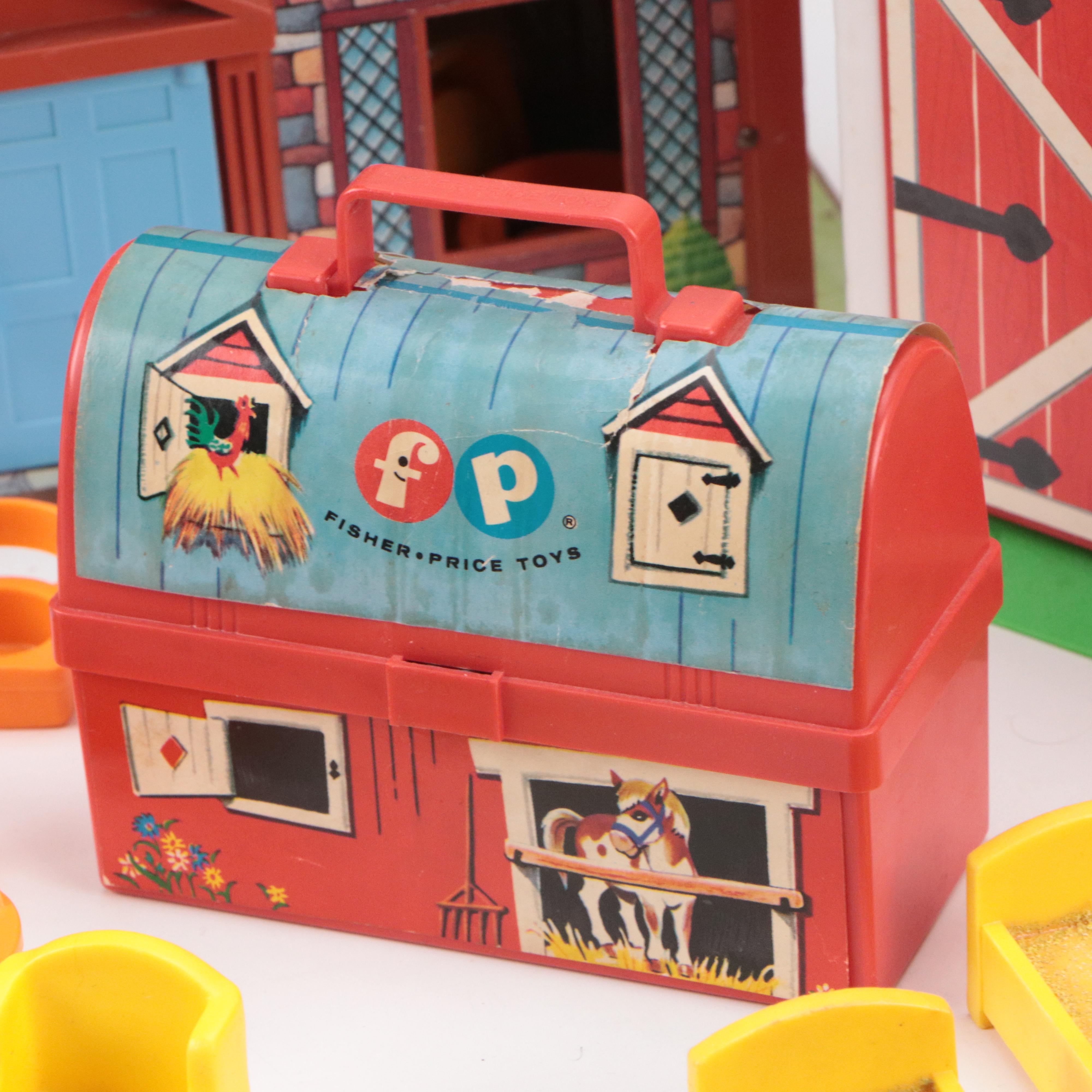 Fisher-Price "Play Family House" with Lunchbox and Toy Barn, 1960s